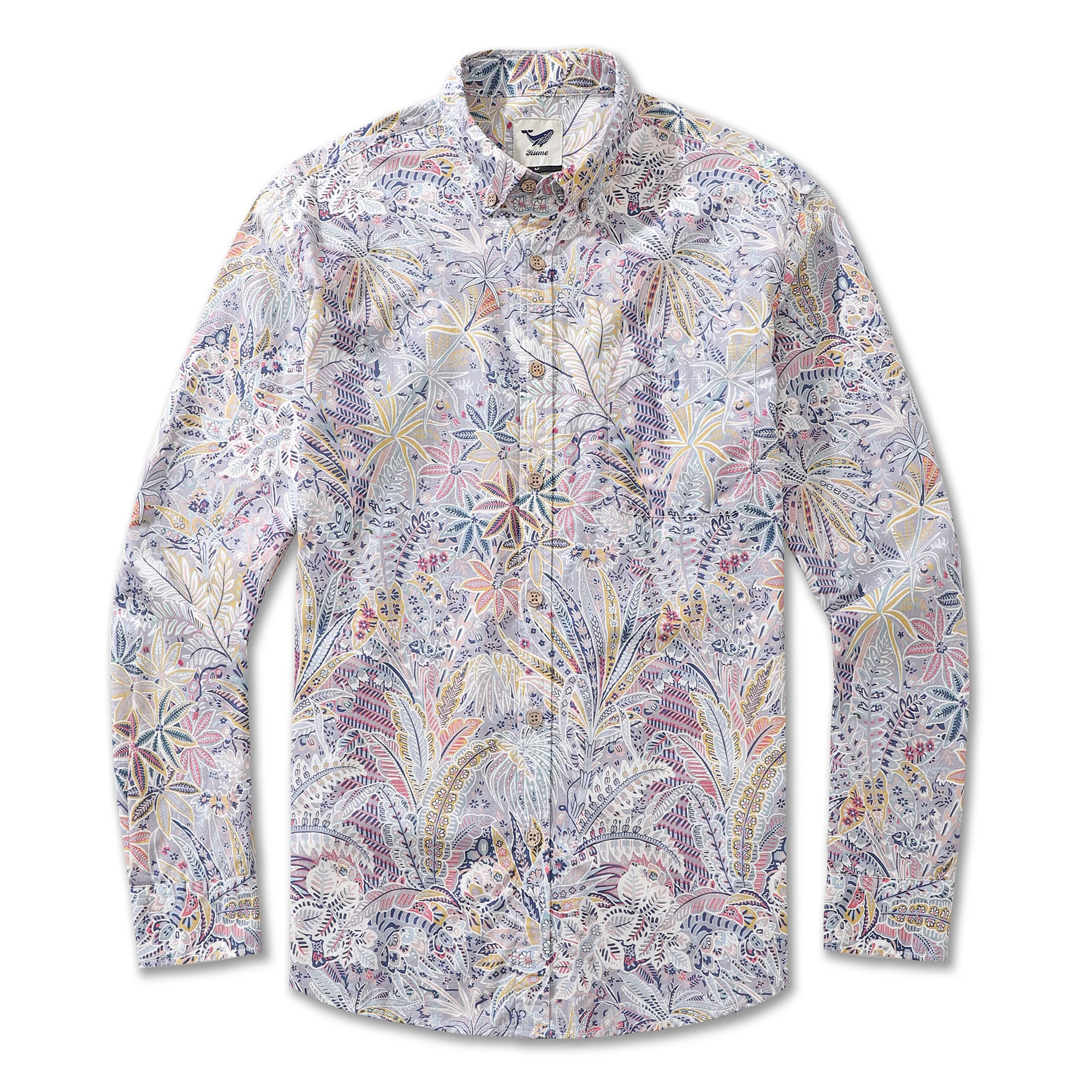 Men's Hawaiian Shirt Tropical Palm Tree Print Cotton Button-down Long Sleeve Aloha Shirt - republicanstateiMen's Hawaiian Shirt Tropical Palm Tree Print Cotton Button-down Long Sleeve Aloha Shirt - republicanstatei