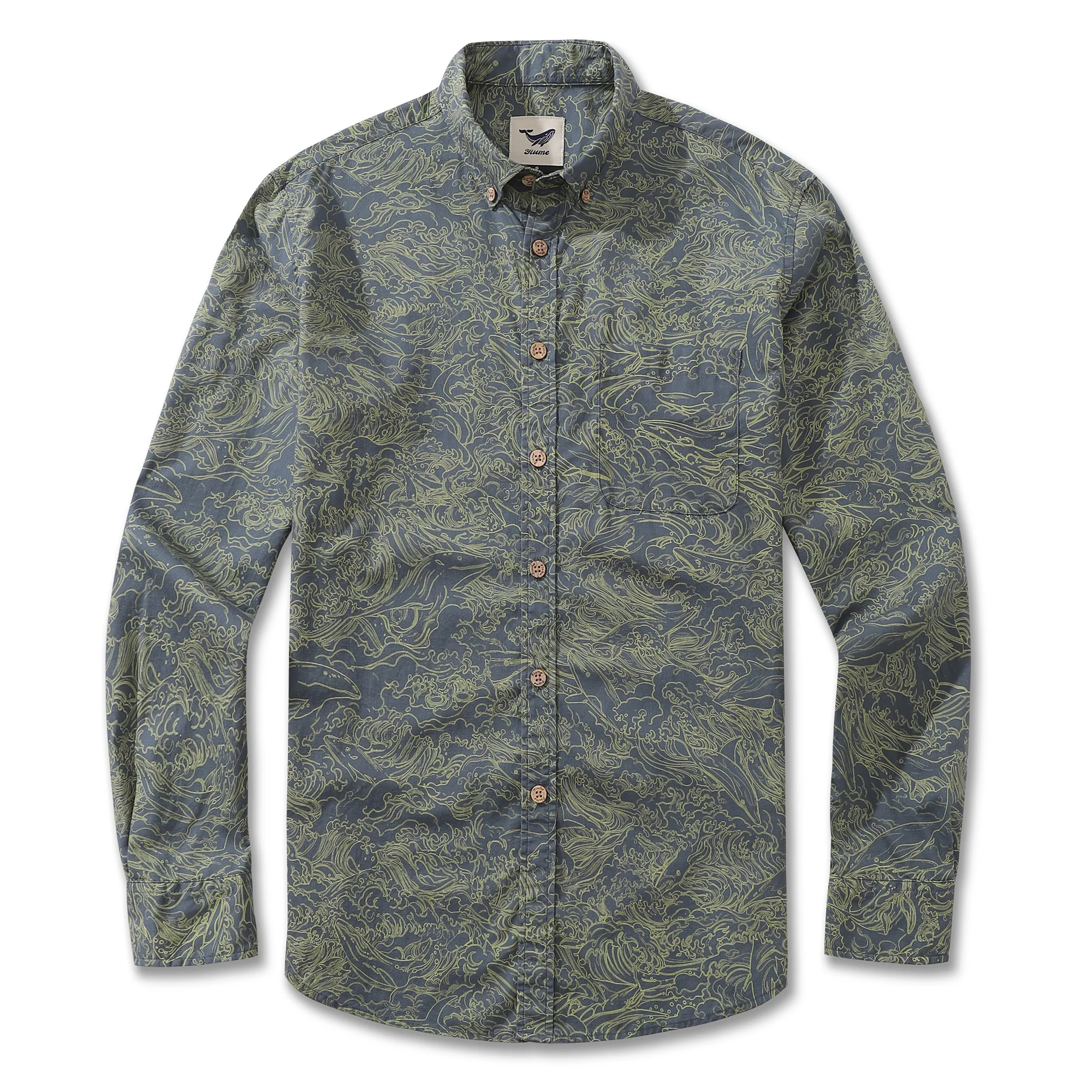Men's Hawaiian Shirt Dance of the Sea Cotton Button-down Long Sleeve Aloha Shirt - republicanstateiMen's Hawaiian Shirt Dance of the Sea Cotton Button-down Long Sleeve Aloha Shirt - republicanstatei