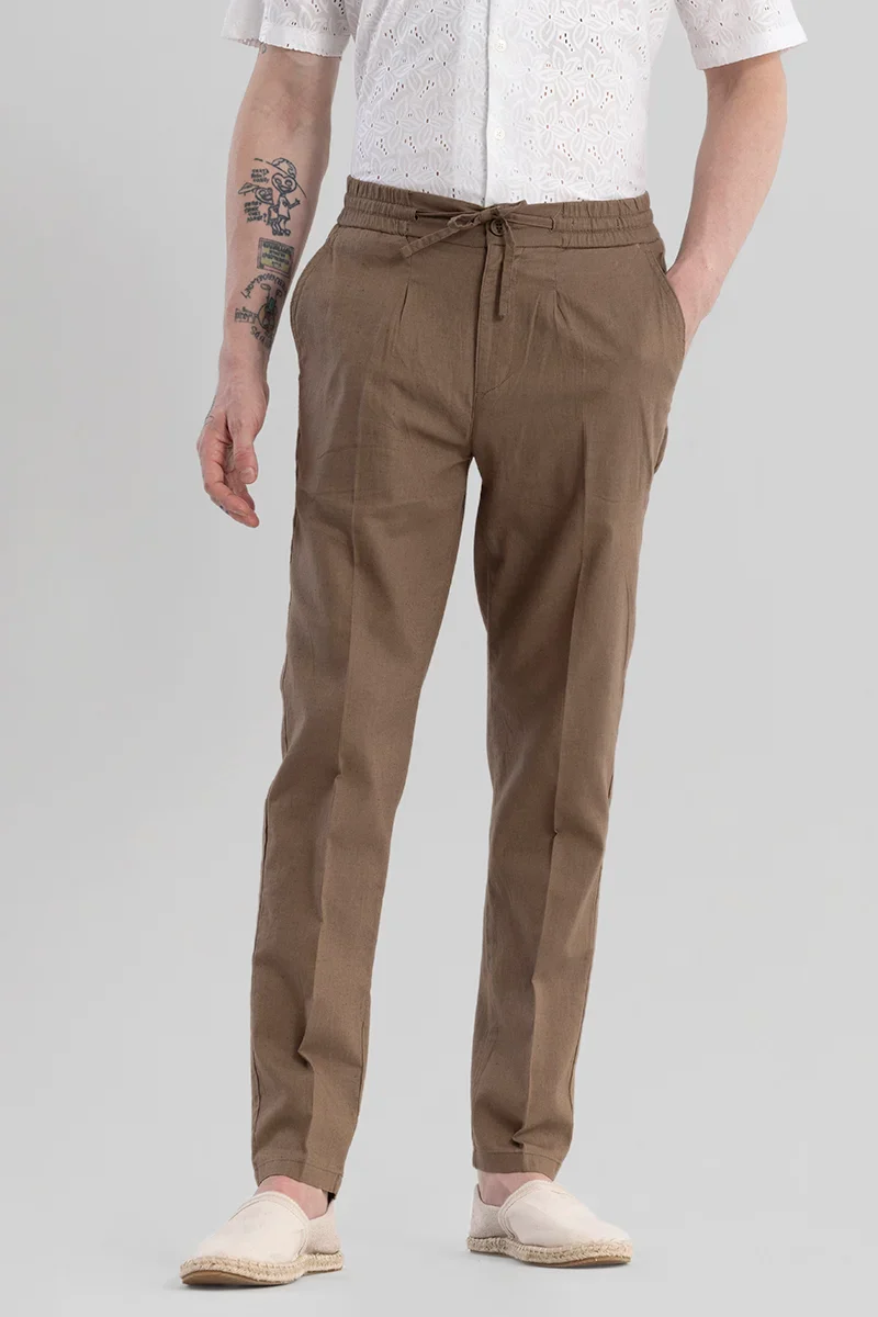 Nova Brown Linen Blend Trouser - republicanstateiNova Brown Linen Blend Trouser - republicanstatei