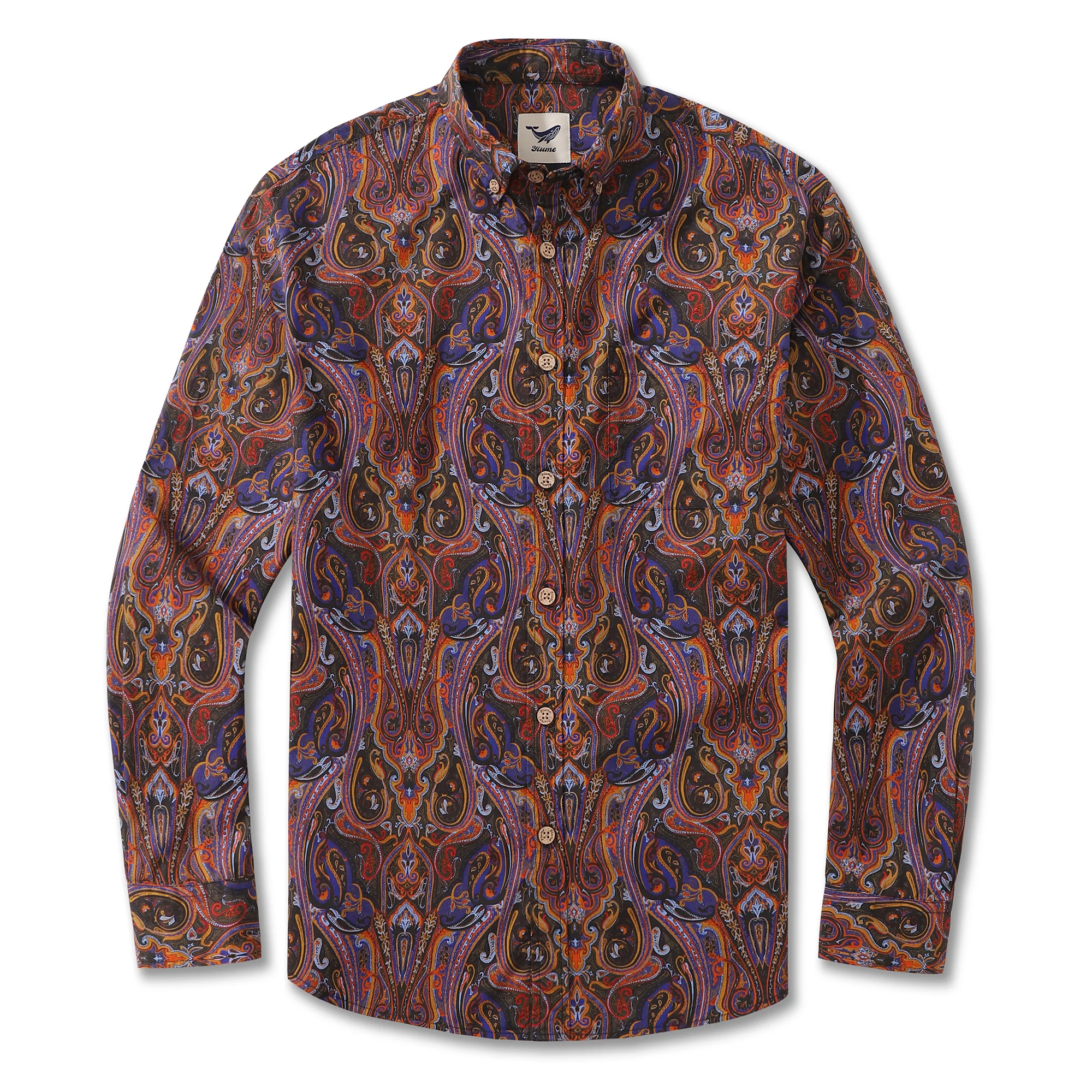 Men's Vintage Hawaiian Shirt Garden Under the Night Sky Cotton Long Sleeve Aloha Shirt - republicanstateiMen's Vintage Hawaiian Shirt Garden Under the Night Sky Cotton Long Sleeve Aloha Shirt - republicanstatei