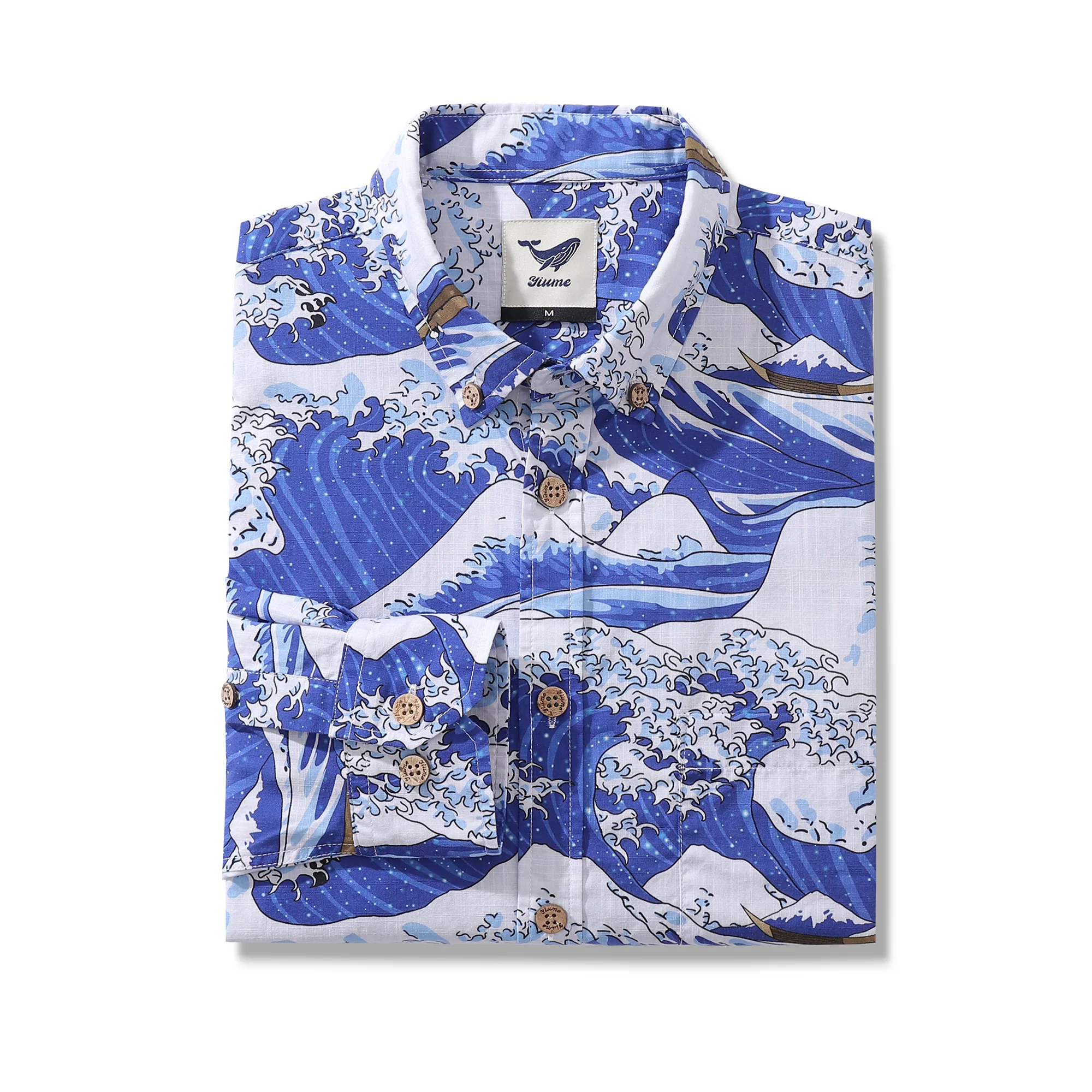 Men's Hawaiian Shirt Ocean Waves Japanese Ukiyo-e Print Cotton Button-down Long Sleeve Aloha Shirt - republicanstateiMen's Hawaiian Shirt Ocean Waves Japanese Ukiyo-e Print Cotton Button-down Long Sleeve Aloha Shirt - republicanstatei