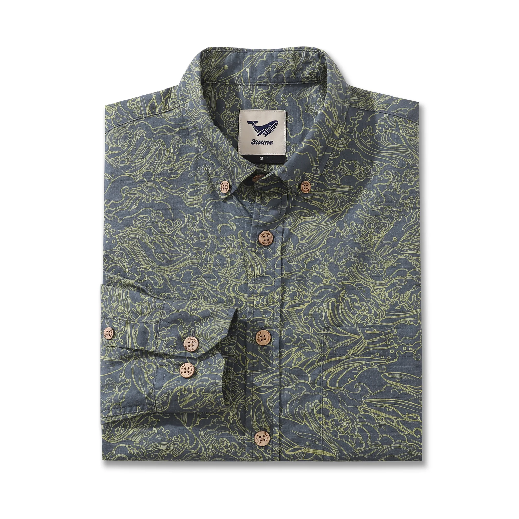 Men's Hawaiian Shirt Dance of the Sea Cotton Button-down Long Sleeve Aloha Shirt - republicanstateiMen's Hawaiian Shirt Dance of the Sea Cotton Button-down Long Sleeve Aloha Shirt - republicanstatei