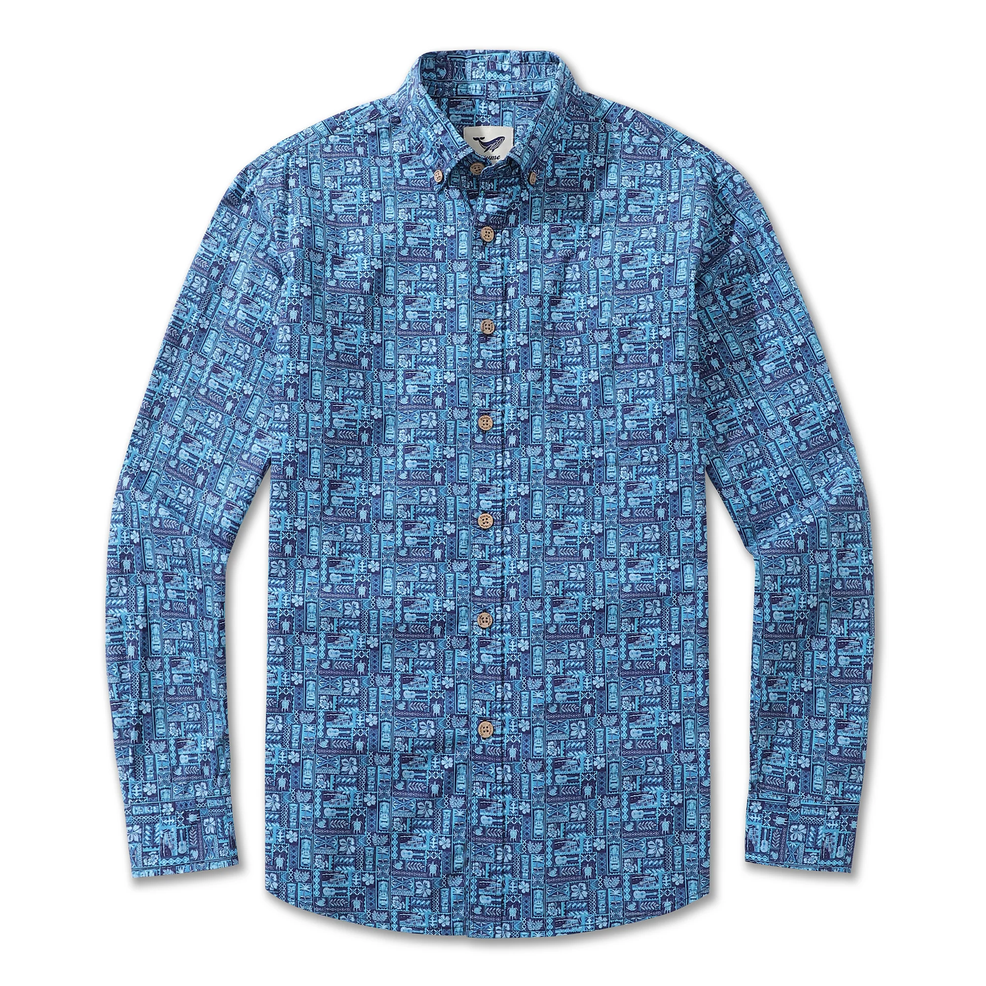 Men's Hawaiian Shirt TIKI Paradise Cotton Button-down Long Sleeve Aloha Shirt - republicanstateiMen's Hawaiian Shirt TIKI Paradise Cotton Button-down Long Sleeve Aloha Shirt - republicanstatei