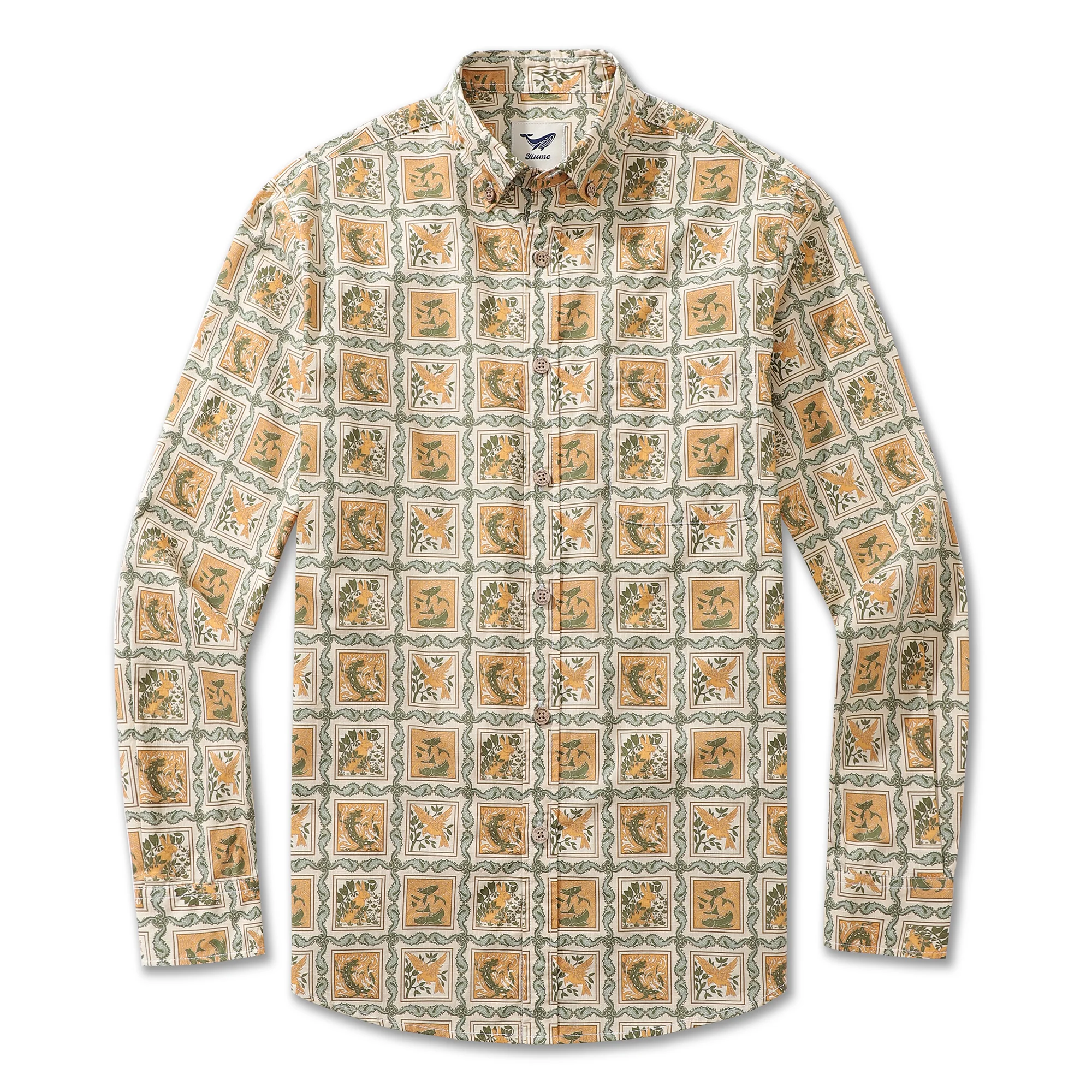 Men's Hawaiian Shirt The Four Elements Grid Cotton Button-down Long Sleeve Aloha Shirt - republicanstateiMen's Hawaiian Shirt The Four Elements Grid Cotton Button-down Long Sleeve Aloha Shirt - republicanstatei
