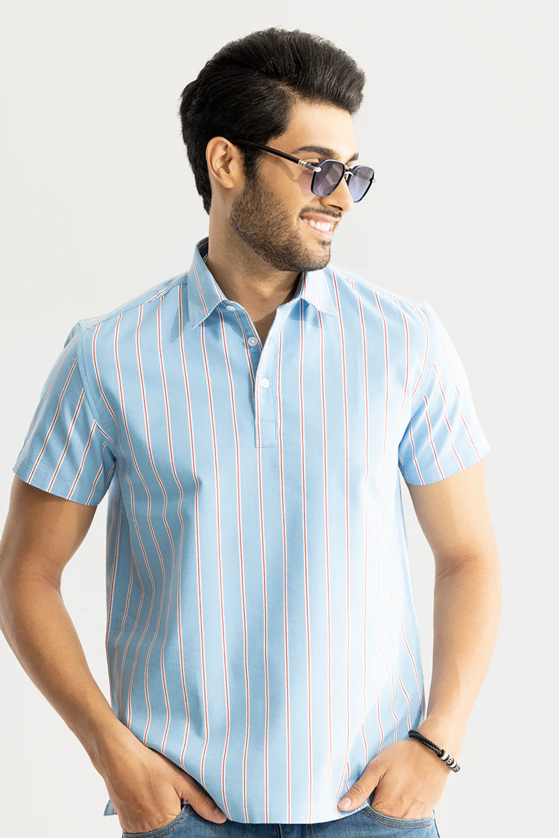 Sleek Stripe Blue Polo T-Shirt - republicanstateiSleek Stripe Blue Polo T-Shirt - republicanstatei