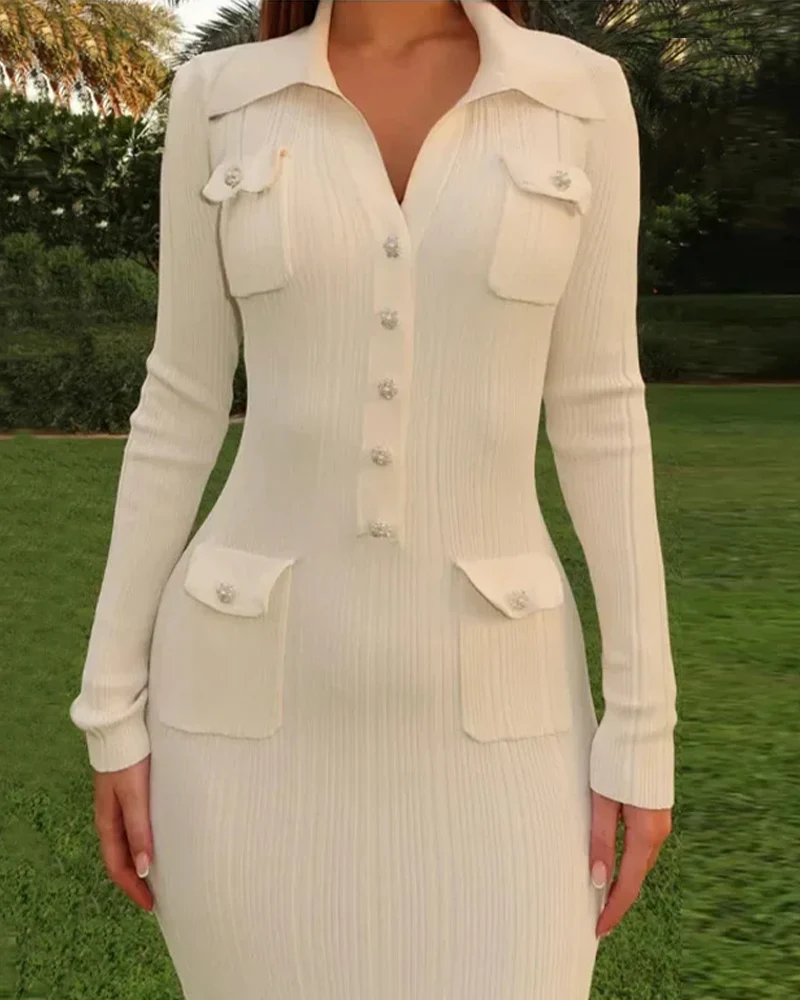 Elegant Knit Long-Sleeved Dress - republicanstateiElegant Knit Long-Sleeved Dress - republicanstatei