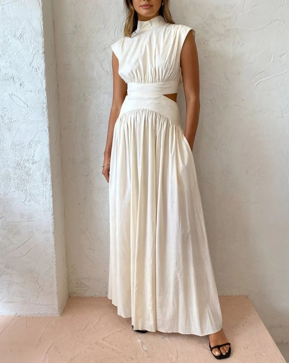 Mock Neck Cut Out Long Dress - republicanstateiMock Neck Cut Out Long Dress - republicanstatei