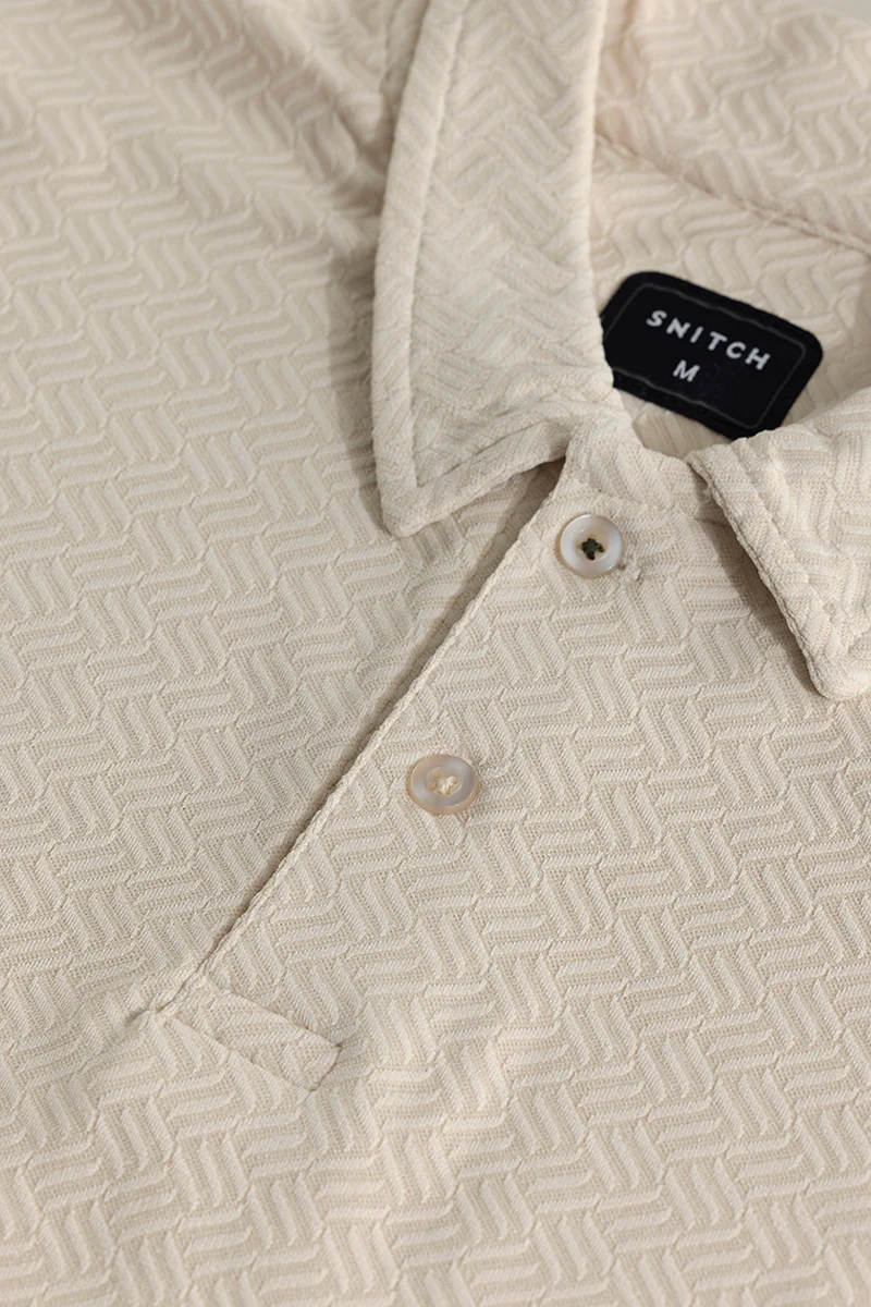 Triline Knit Cream Polo T-Shirt - republicanstateiTriline Knit Cream Polo T-Shirt - republicanstatei