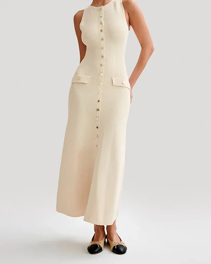Elegant Round Neck Knit Dress - republicanstateiElegant Round Neck Knit Dress - republicanstatei