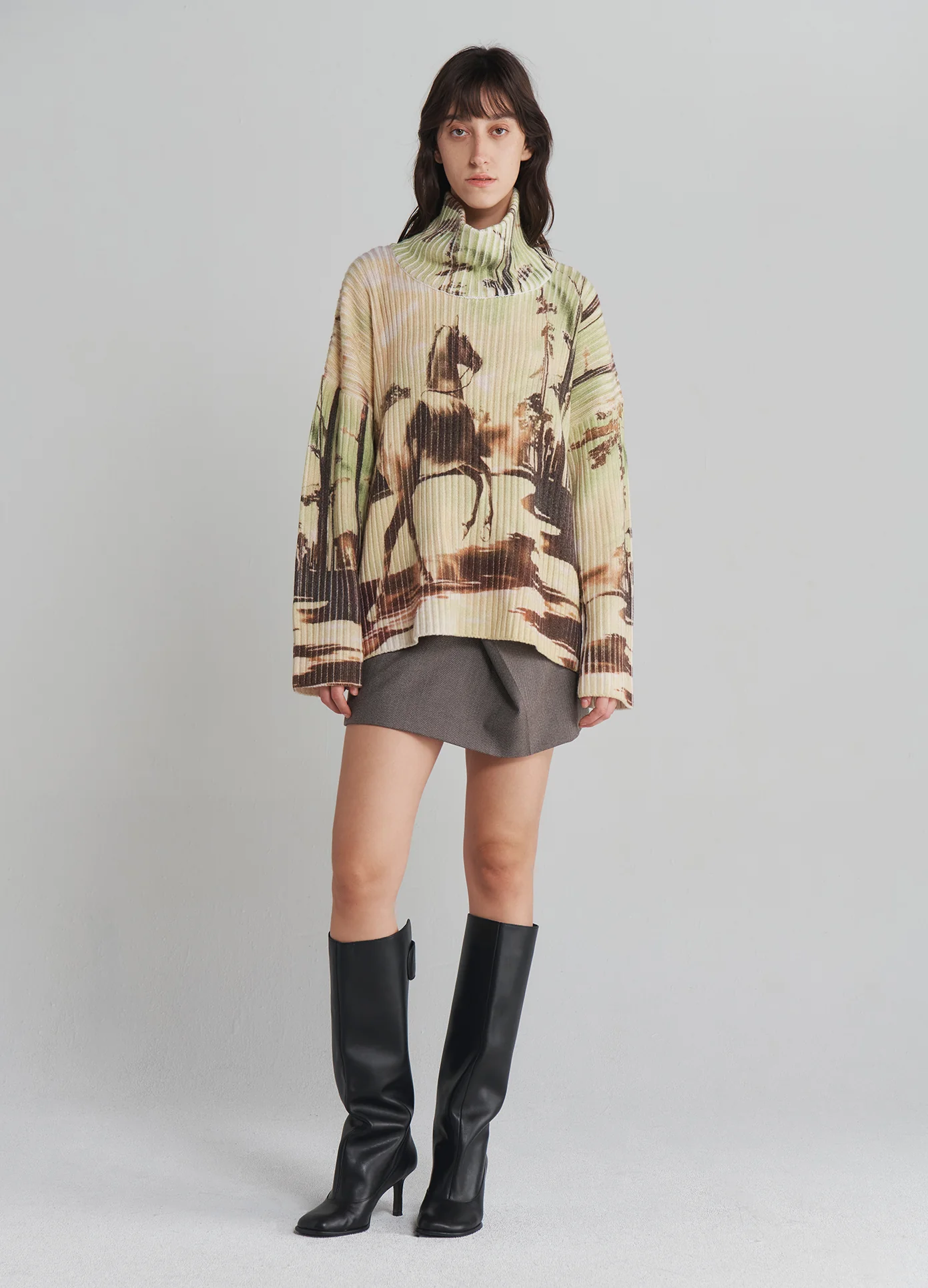 Horse Print Chunky Ribbed Knit - republicanstateiHorse Print Chunky Ribbed Knit - republicanstatei