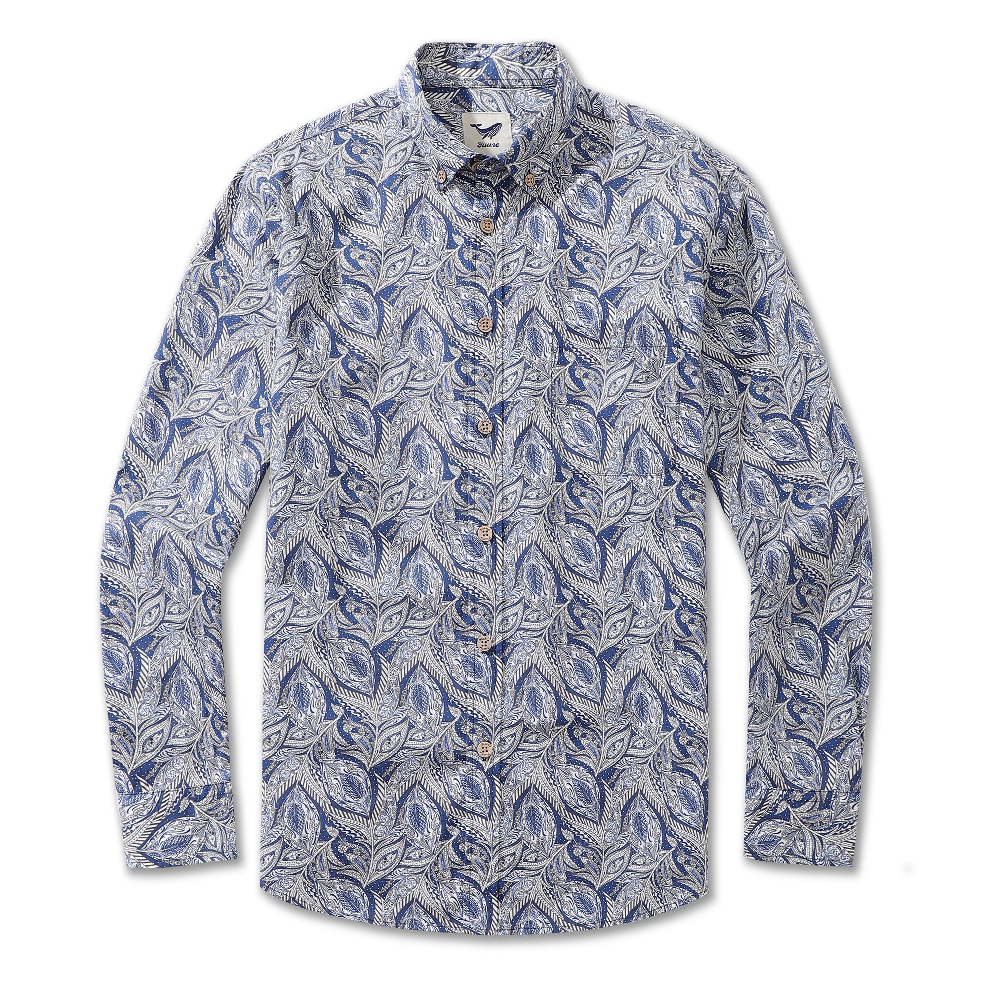Men's Hawaiian Floral Pattern Series 1 Elm Tree Print Cotton Button-down Long Sleeve Aloha Shirt - republicanstateiMen's Hawaiian Floral Pattern Series 1 Elm Tree Print Cotton Button-down Long Sleeve Aloha Shirt - republicanstatei