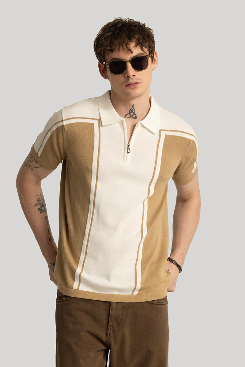 Niels Beige Knitted Polo T-Shirt - republicanstateiNiels Beige Knitted Polo T-Shirt - republicanstatei