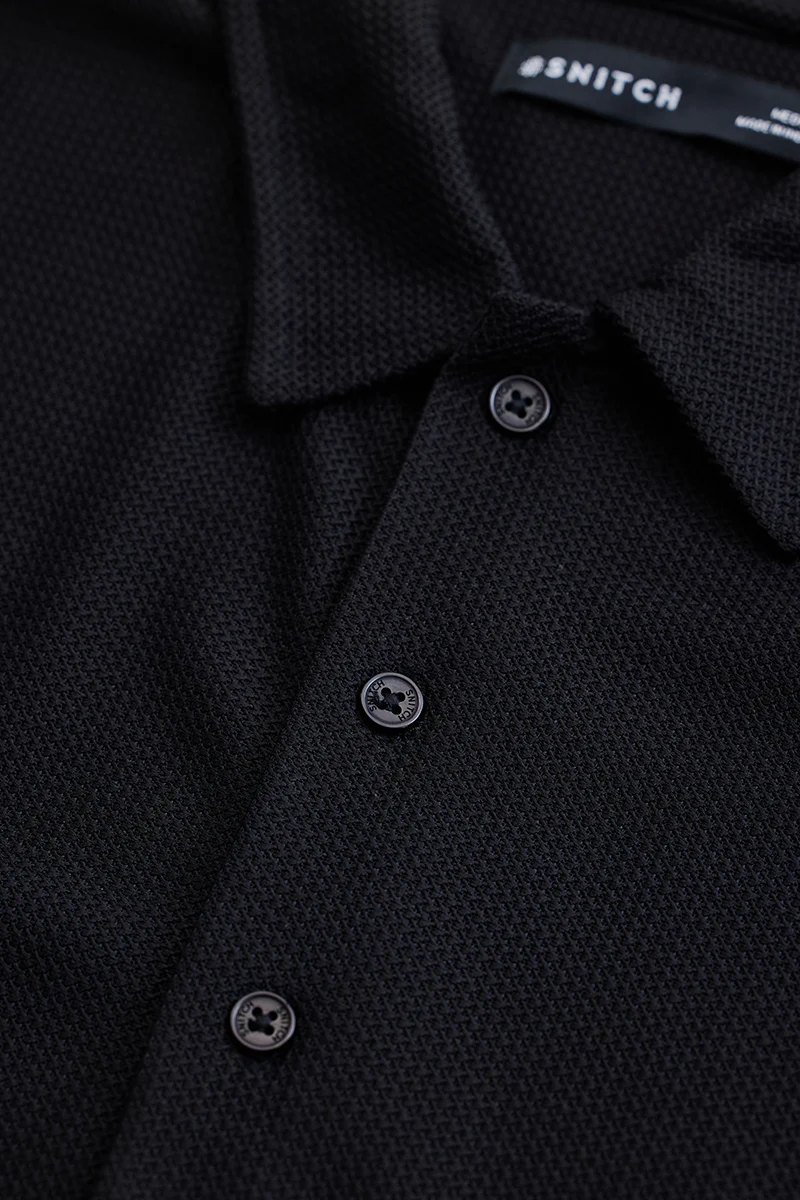 Black Textured Polo T-Shirt - republicanstateiBlack Textured Polo T-Shirt - republicanstatei