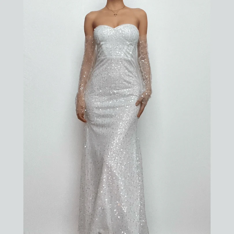 Backless glitter sweetheart neck zip-up long sleeve tube maxi dress - Final Sale - republicanstateiBackless glitter sweetheart neck zip-up long sleeve tube maxi dress - Final Sale - republicanstatei
