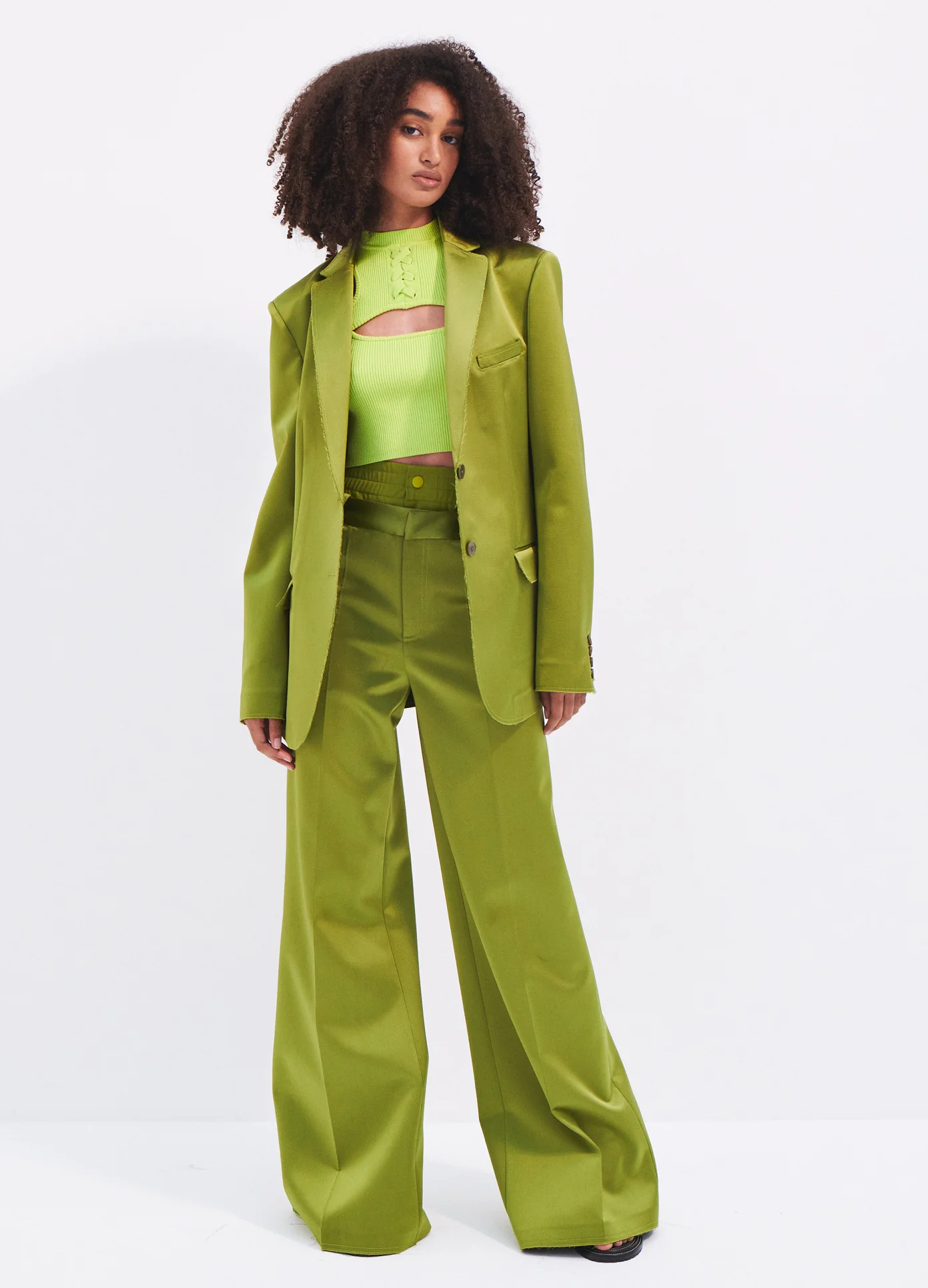Satin Raw Edge Boxy Blazer - republicanstateiSatin Raw Edge Boxy Blazer - republicanstatei