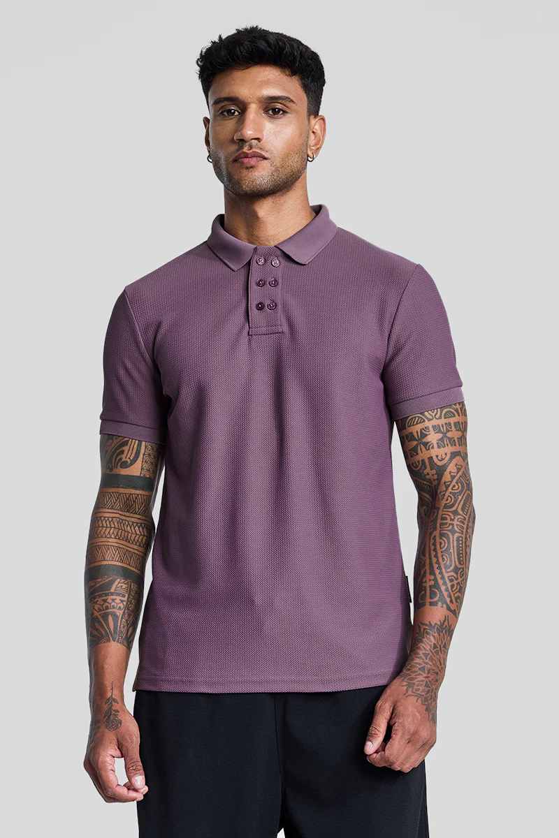 Lavender Textured Polo T-Shirt - republicanstateiLavender Textured Polo T-Shirt - republicanstatei