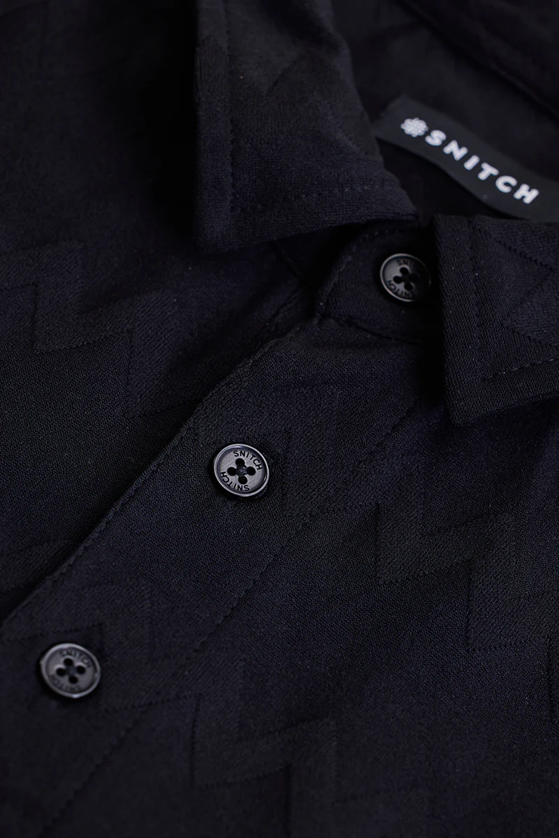 Black Textured Polo T-Shirt - republicanstateiBlack Textured Polo T-Shirt - republicanstatei