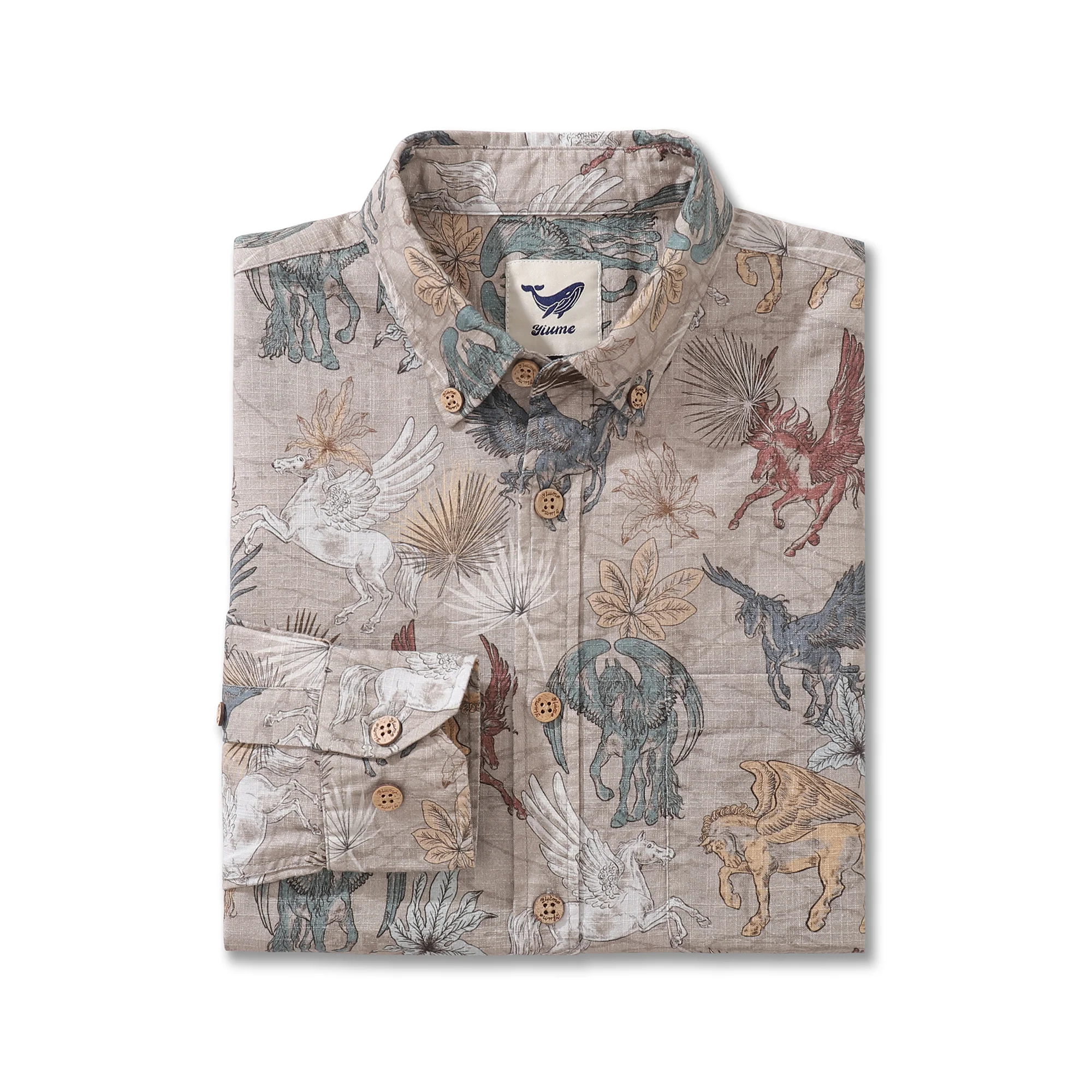 Men's Hawaiian Shirt Pegasus in Flight Cotton Button-down Long Sleeve Aloha Shirt - republicanstateiMen's Hawaiian Shirt Pegasus in Flight Cotton Button-down Long Sleeve Aloha Shirt - republicanstatei