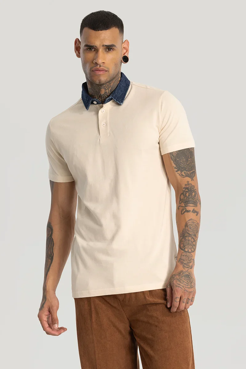 Beige Slim Fit Polo T-Shirt - republicanstateiBeige Slim Fit Polo T-Shirt - republicanstatei