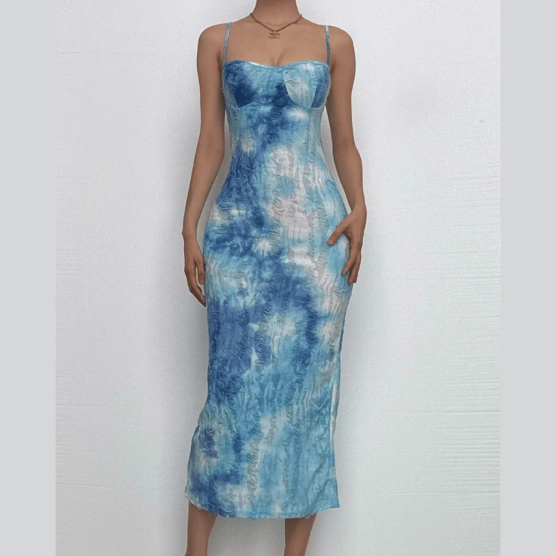 Tie dye backless cami midi dress - republicanstateiTie dye backless cami midi dress - republicanstatei