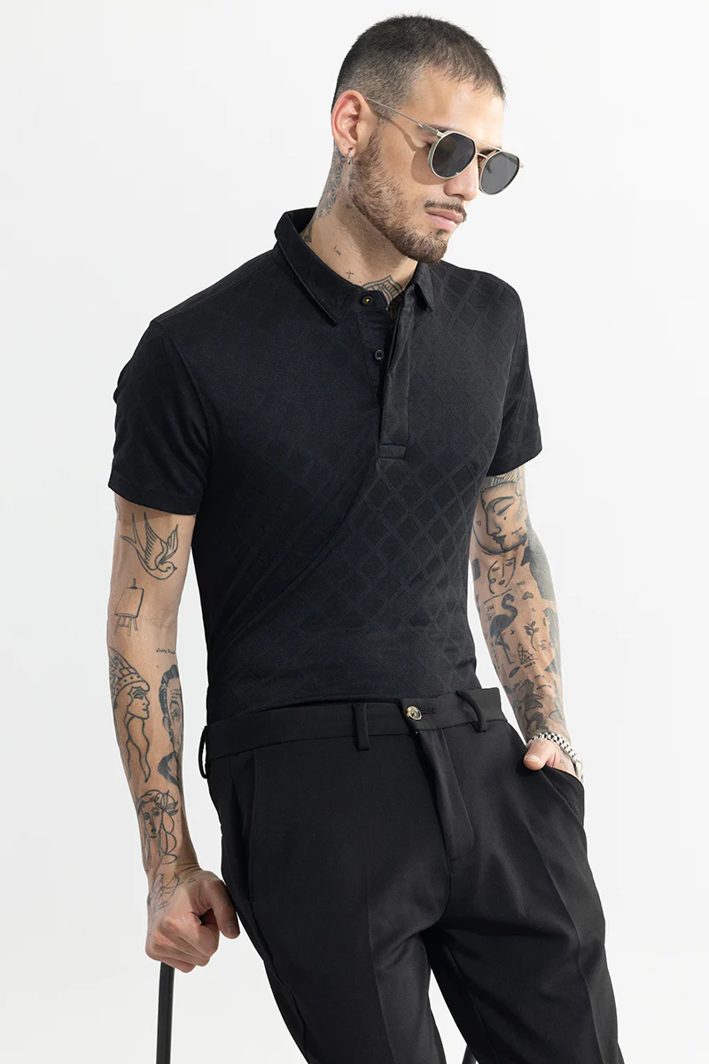 Quad Zig Black Polo T-Shirt - republicanstateiQuad Zig Black Polo T-Shirt - republicanstatei