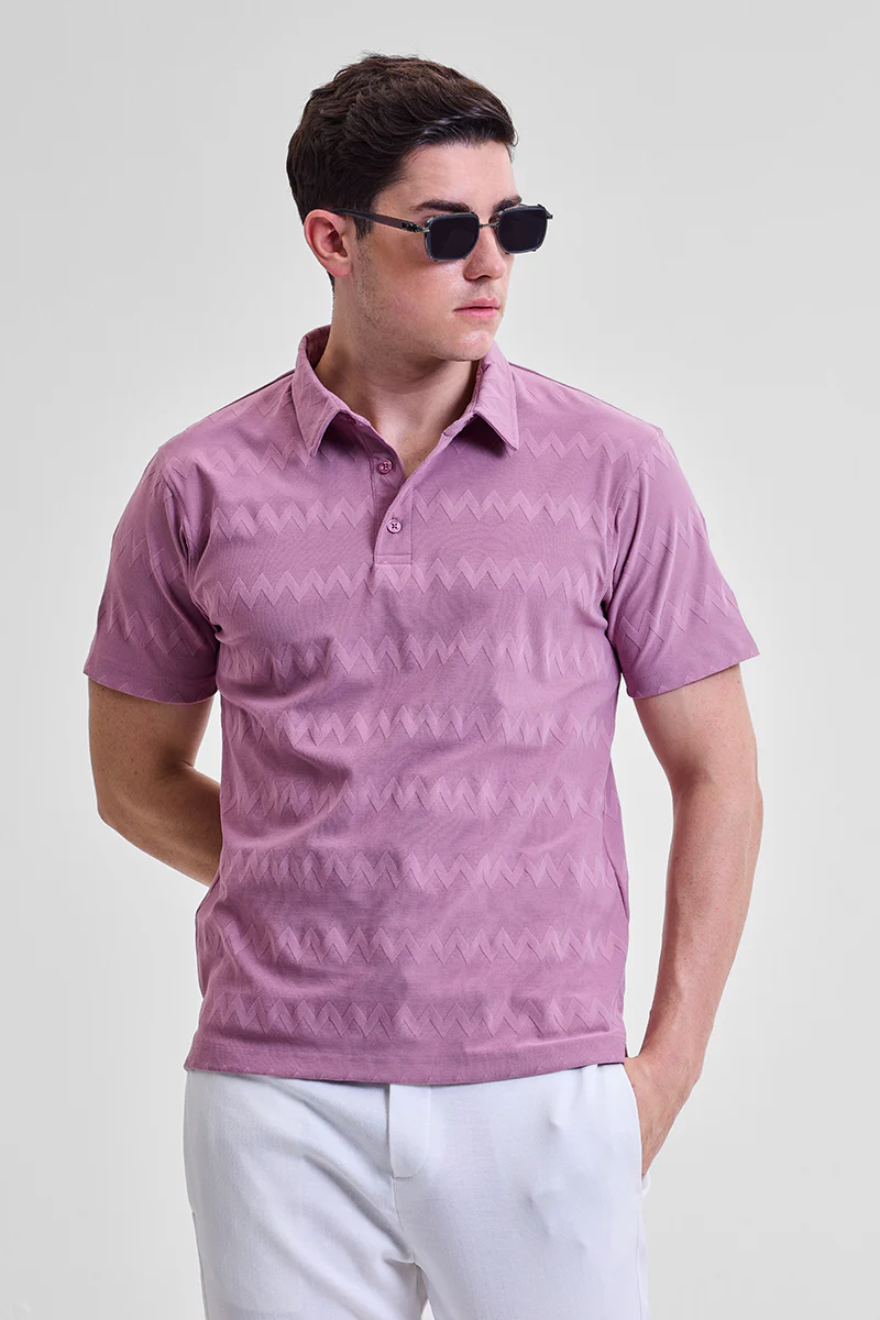 Pink Textured Polo T-Shirt - republicanstateiPink Textured Polo T-Shirt - republicanstatei