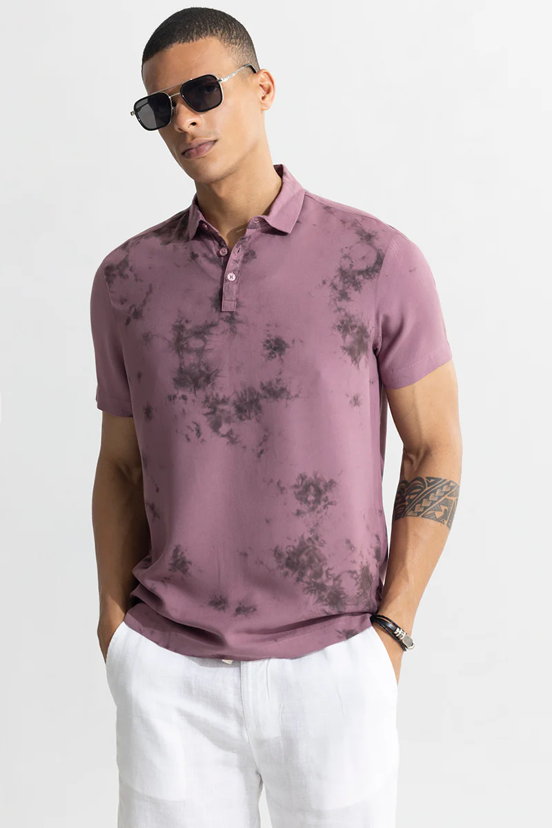 Tidal Dye Mauve Polo T-Shirt - republicanstateiTidal Dye Mauve Polo T-Shirt - republicanstatei