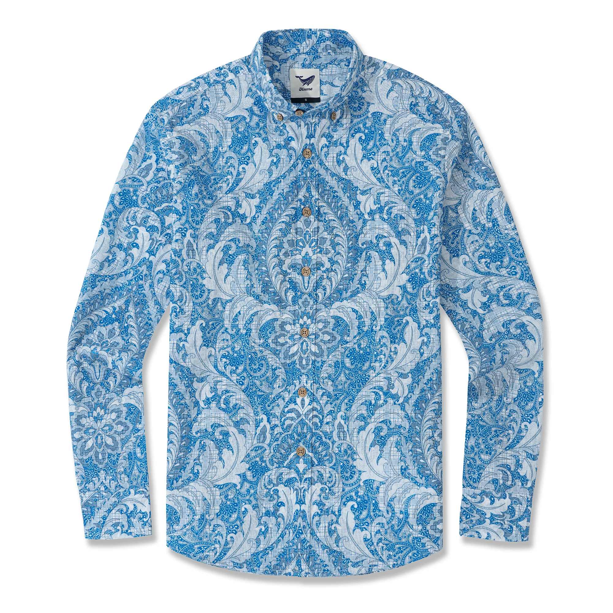 Long Sleeve Hawaiian Shirt For Men Cobalt Dream Cotton Button-down Aloha Shirt - republicanstateiLong Sleeve Hawaiian Shirt For Men Cobalt Dream Cotton Button-down Aloha Shirt - republicanstatei