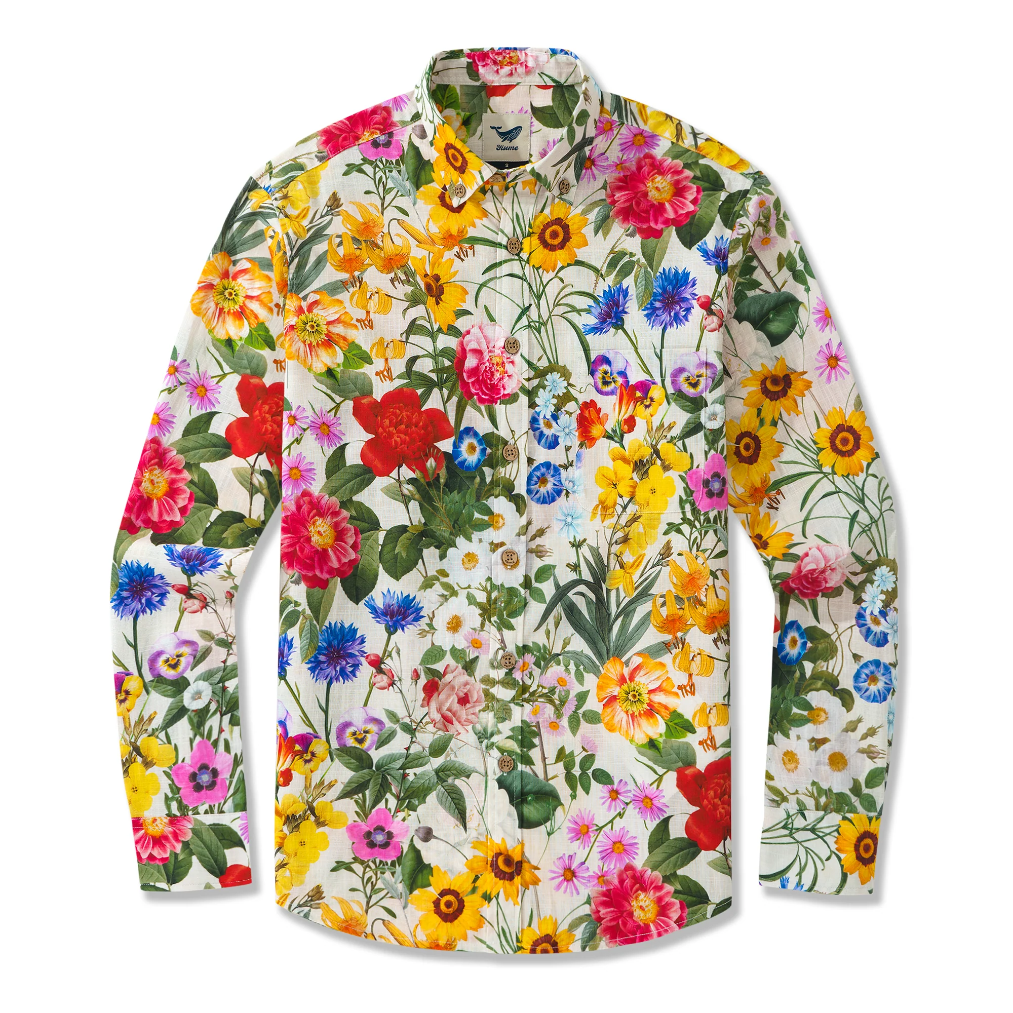 Long Sleeve Hawaiian Shirt For Men Sunlight Florals 100% Cotton Button-down Aloha Shirt - republicanstateiLong Sleeve Hawaiian Shirt For Men Sunlight Florals 100% Cotton Button-down Aloha Shirt - republicanstatei