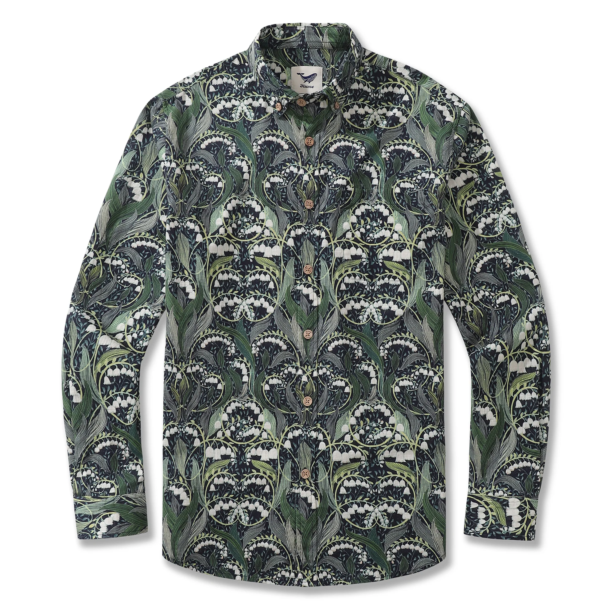 Men's Hawaiian Shirt Lily of the Valley By Annick Cotton Button-down Long Sleeve Aloha Shirt - republicanstateiMen's Hawaiian Shirt Lily of the Valley By Annick Cotton Button-down Long Sleeve Aloha Shirt - republicanstatei