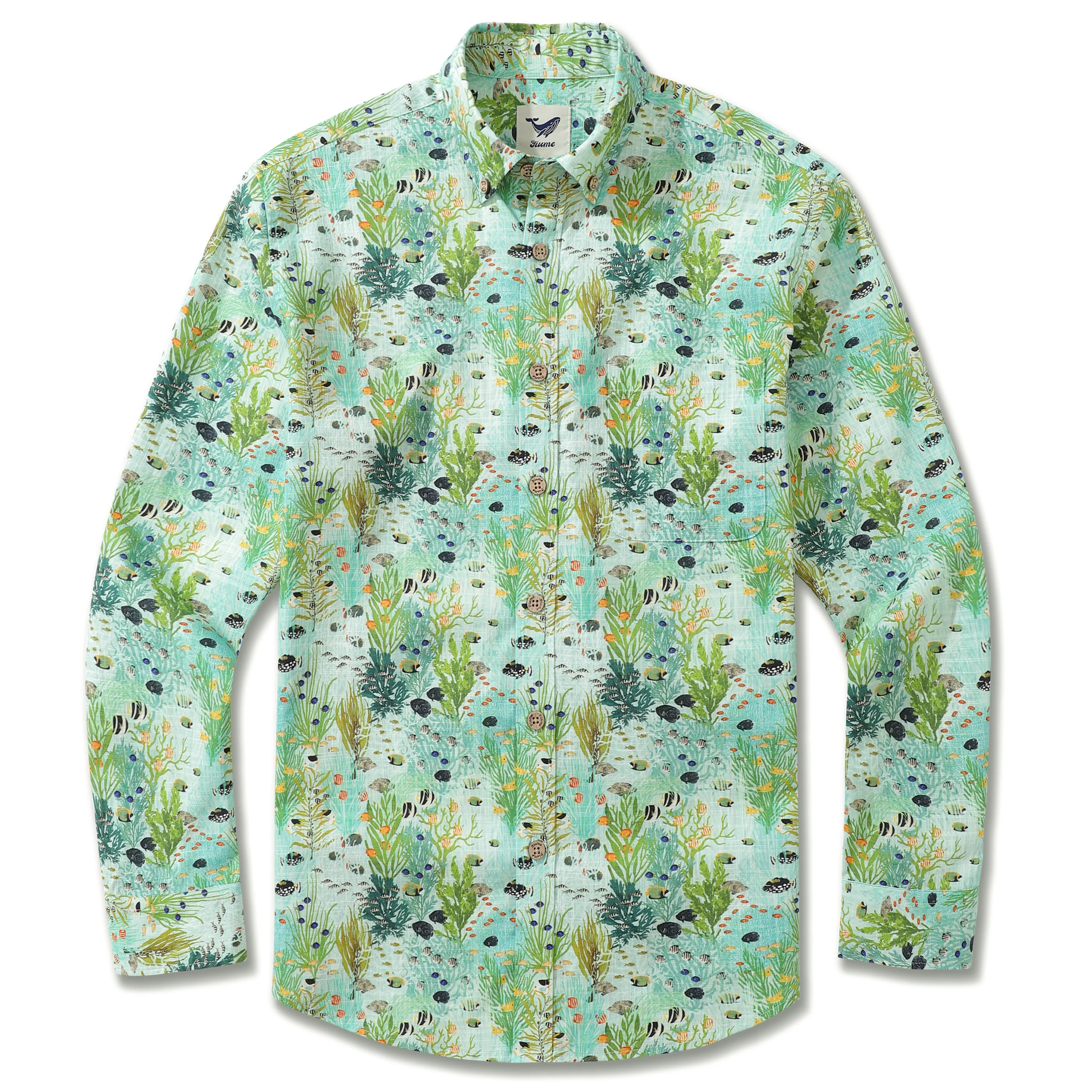 Men's Hawaiian Shirt The Coral Reef By Katherine Quinn Cotton Button-down Long Sleeve Aloha Shirt - republicanstateiMen's Hawaiian Shirt The Coral Reef By Katherine Quinn Cotton Button-down Long Sleeve Aloha Shirt - republicanstatei