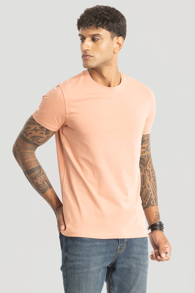 Peach Plain Slim Fit T-Shirt - republicanstateiPeach Plain Slim Fit T-Shirt - republicanstatei