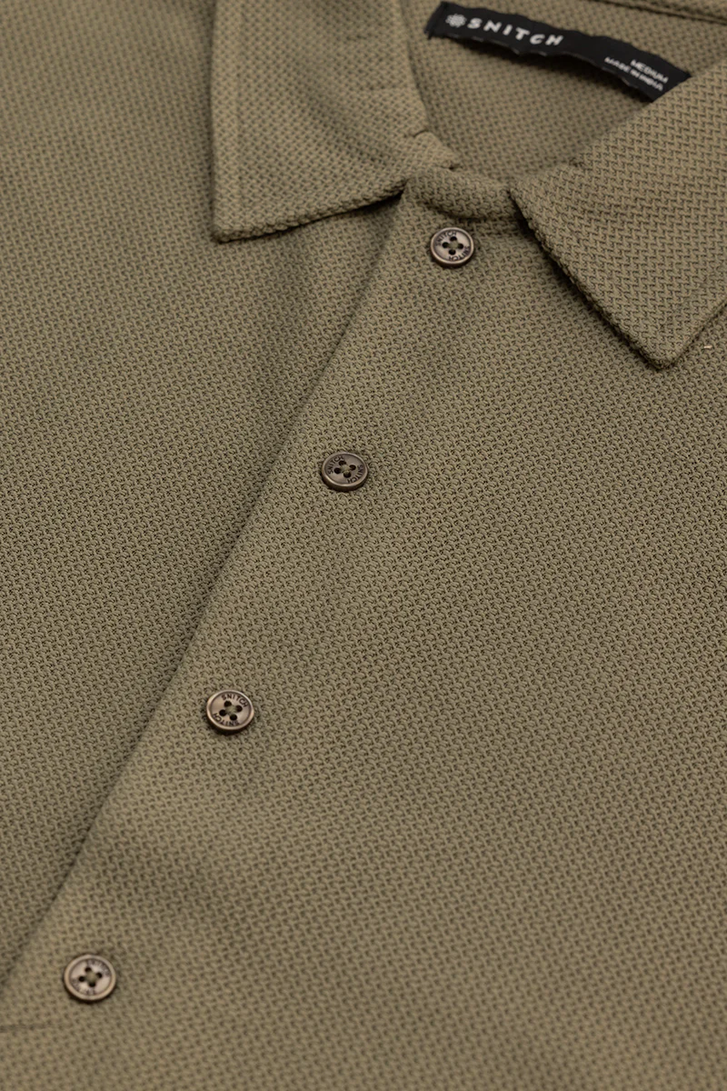 Olive Textured Polo T-Shirt - republicanstateiOlive Textured Polo T-Shirt - republicanstatei