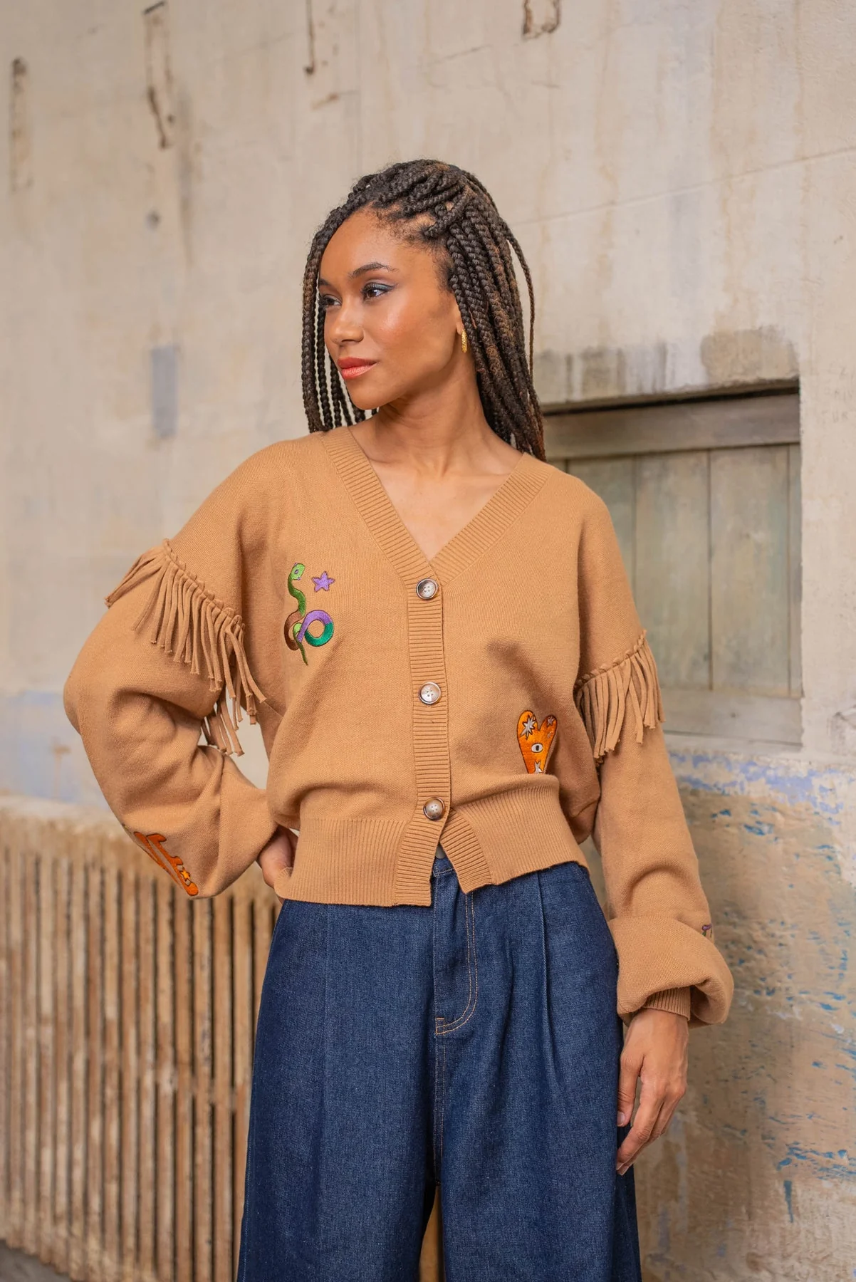 Fringed Cardigan - Camel - republicanstateiFringed Cardigan - Camel - republicanstatei
