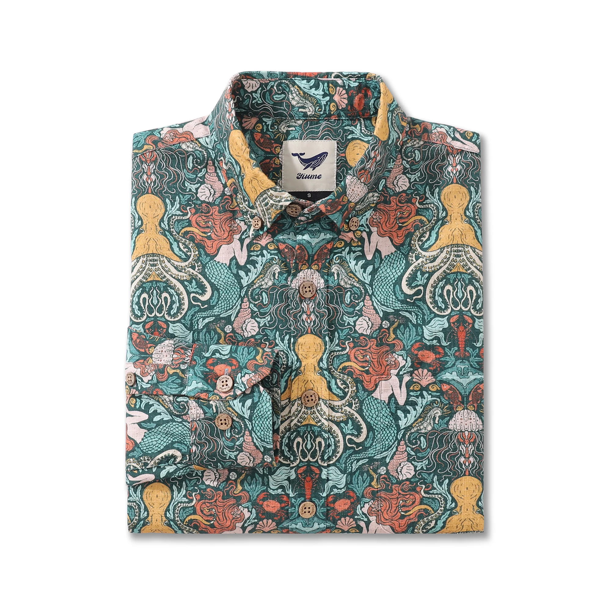 Men's Hawaiian Shirt Mermaid By Jillian Anderson Cotton Button-down Long Sleeve Aloha Shirt - republicanstateiMen's Hawaiian Shirt Mermaid By Jillian Anderson Cotton Button-down Long Sleeve Aloha Shirt - republicanstatei