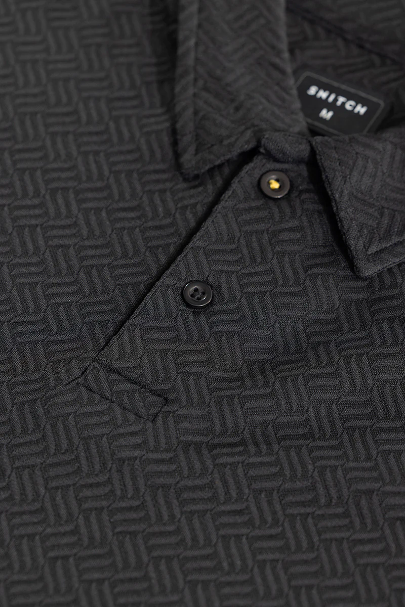 Triline Knit Black Polo T-Shirt - republicanstateiTriline Knit Black Polo T-Shirt - republicanstatei