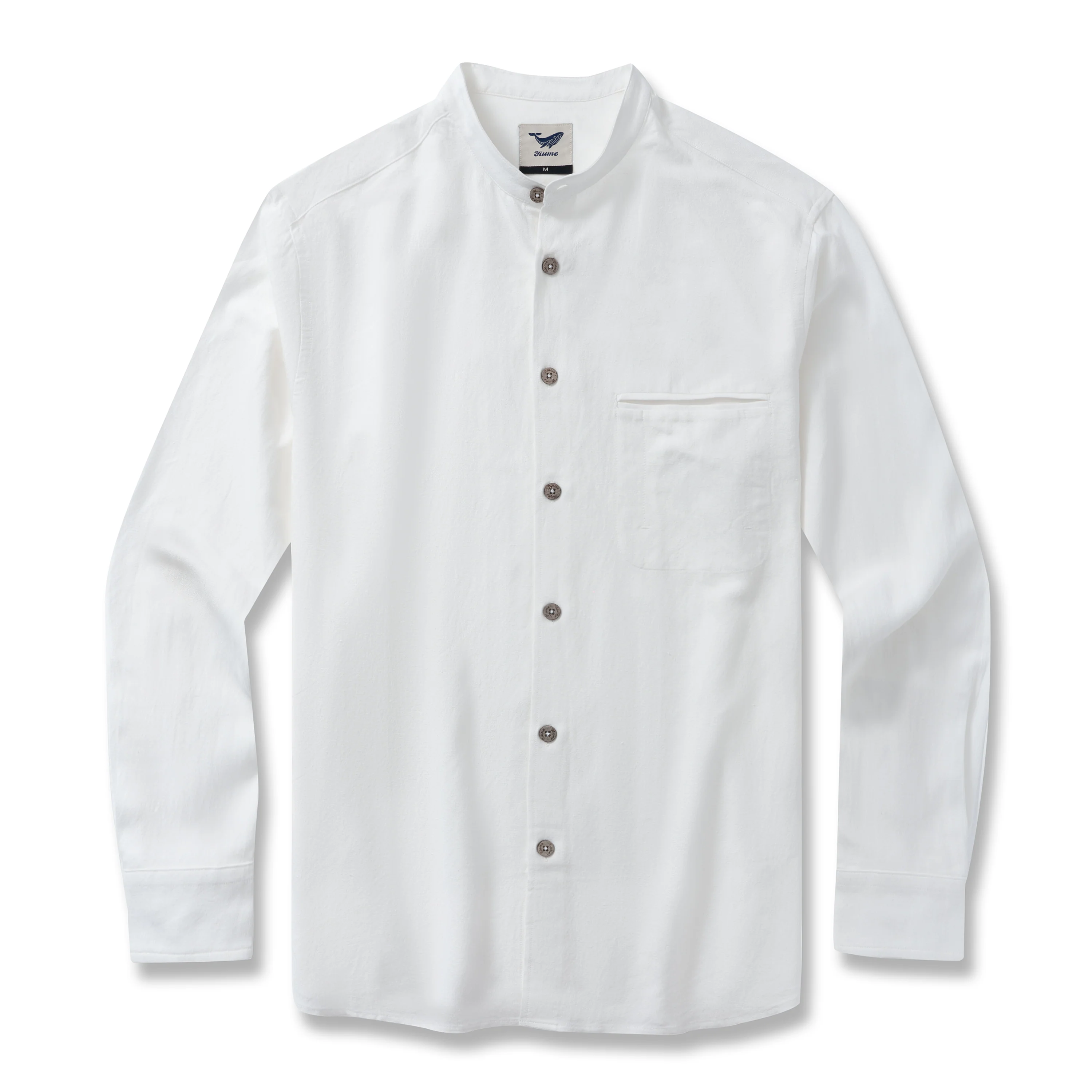 Hawaiian Shirt For Men Italian Nobleman's Ramie Band Collar Shirt - White - republicanstateiHawaiian Shirt For Men Italian Nobleman's Ramie Band Collar Shirt - White - republicanstatei