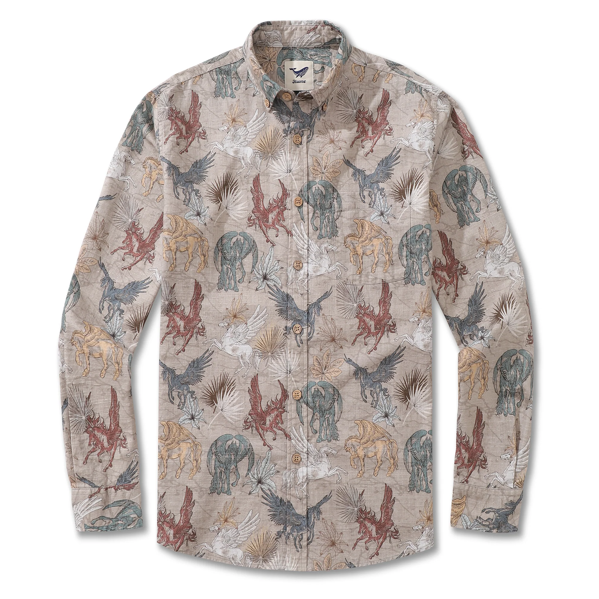 Men's Hawaiian Shirt Pegasus in Flight Cotton Button-down Long Sleeve Aloha Shirt - republicanstateiMen's Hawaiian Shirt Pegasus in Flight Cotton Button-down Long Sleeve Aloha Shirt - republicanstatei