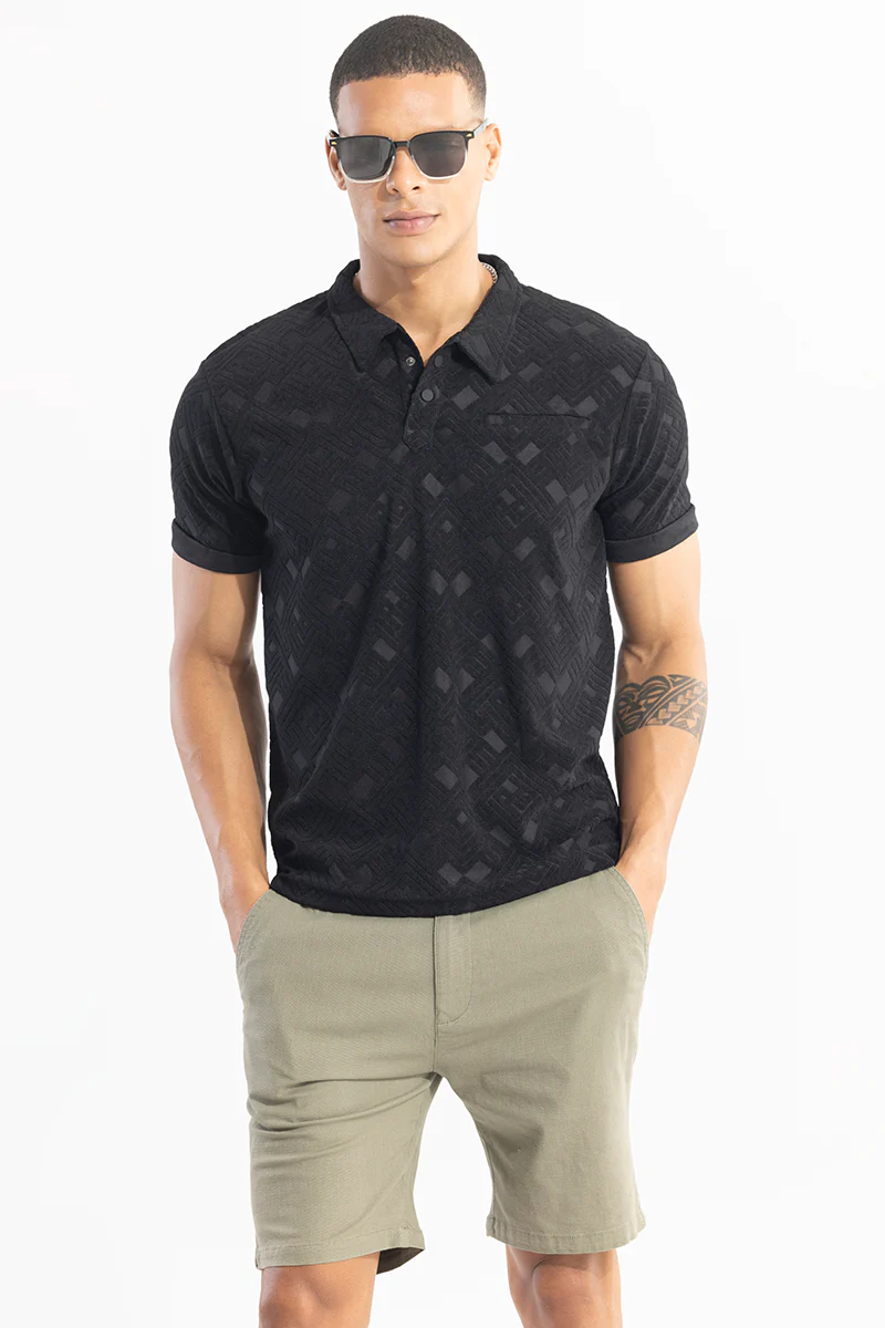 Square Space Black Polo T-Shirt - republicanstateiSquare Space Black Polo T-Shirt - republicanstatei
