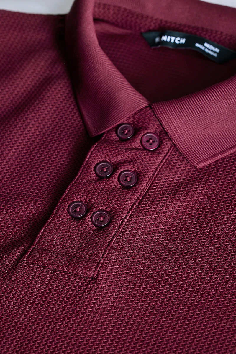 Maroon Textured Polo T-Shirt - republicanstateiMaroon Textured Polo T-Shirt - republicanstatei