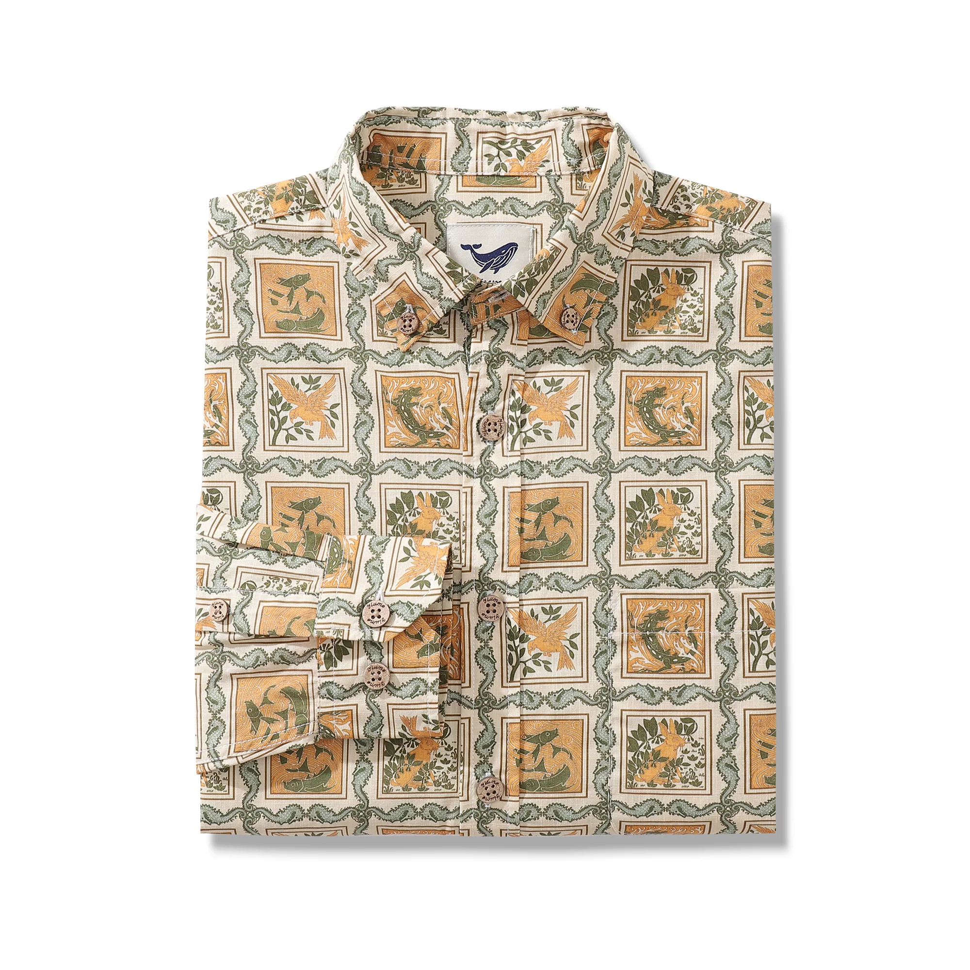Men's Hawaiian Shirt The Four Elements Grid Cotton Button-down Long Sleeve Aloha Shirt - republicanstateiMen's Hawaiian Shirt The Four Elements Grid Cotton Button-down Long Sleeve Aloha Shirt - republicanstatei