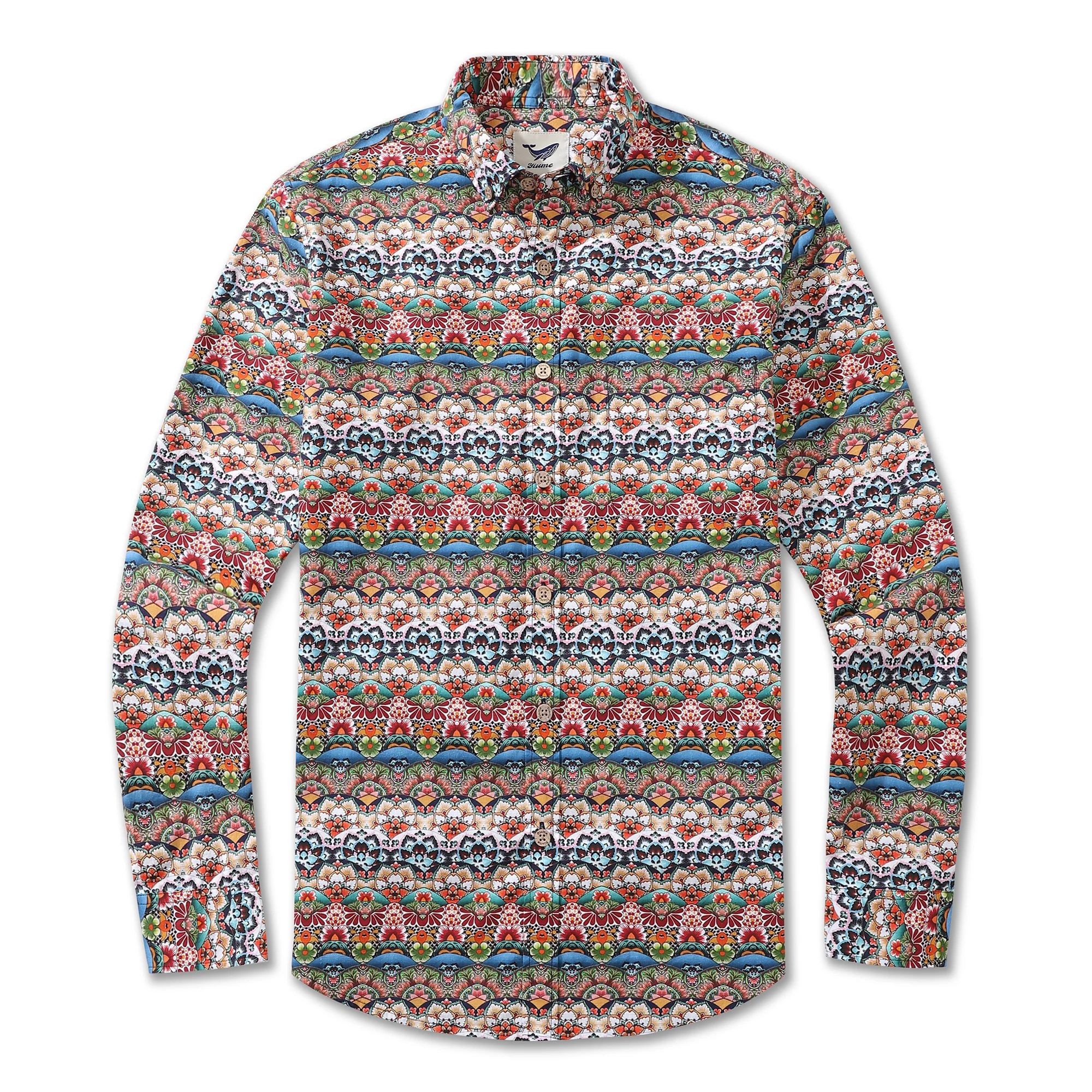 Men's Hawaiian Shirt Tropical Groove Cotton Button-down Long Sleeve Aloha Shirt - republicanstateiMen's Hawaiian Shirt Tropical Groove Cotton Button-down Long Sleeve Aloha Shirt - republicanstatei