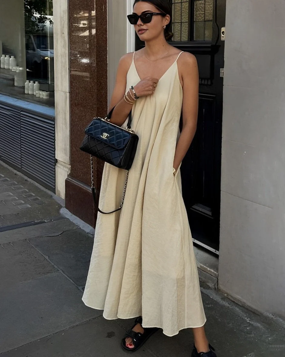 Double Layers V-neck Long Dress - republicanstateiDouble Layers V-neck Long Dress - republicanstatei