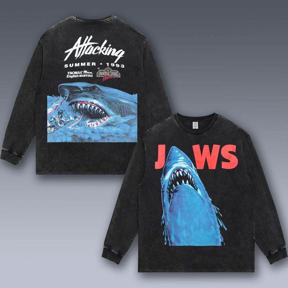 VINTAGE LONG SLEEVE TEE | JAWS - republicanstateiVINTAGE LONG SLEEVE TEE | JAWS - republicanstatei