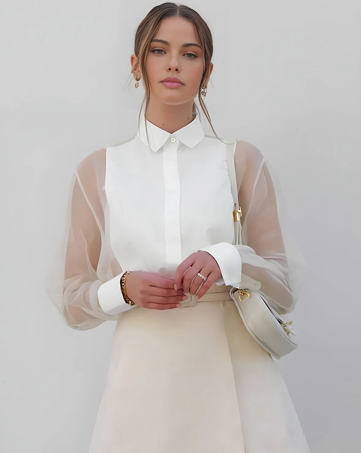 Puff Sleeve Organza Shirt - republicanstateiPuff Sleeve Organza Shirt - republicanstatei