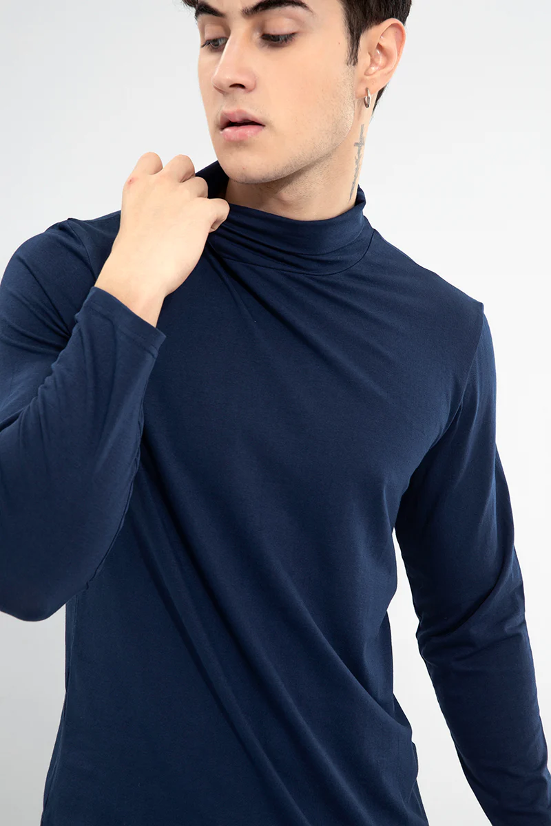 High Neck Navy T-Shirt - republicanstateiHigh Neck Navy T-Shirt - republicanstatei
