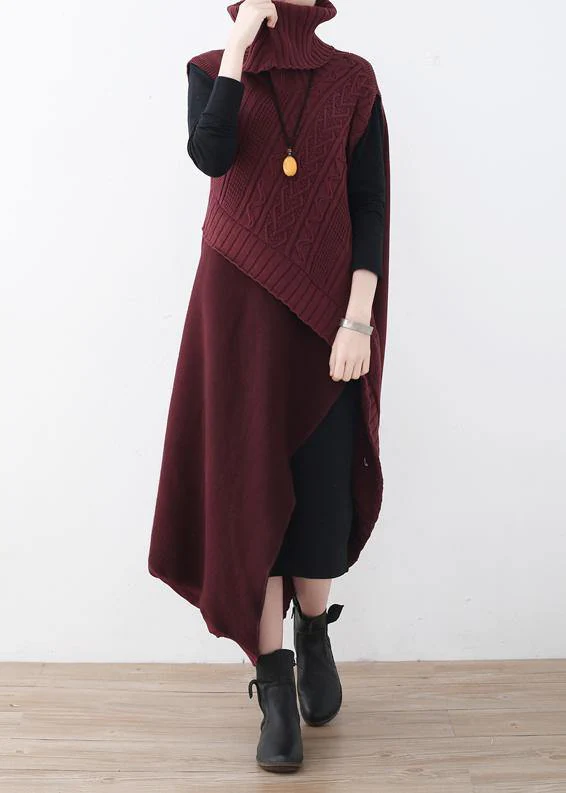 2024 Fall original loose red thick knitted stitching woolen two-piece suit - tumbierware
