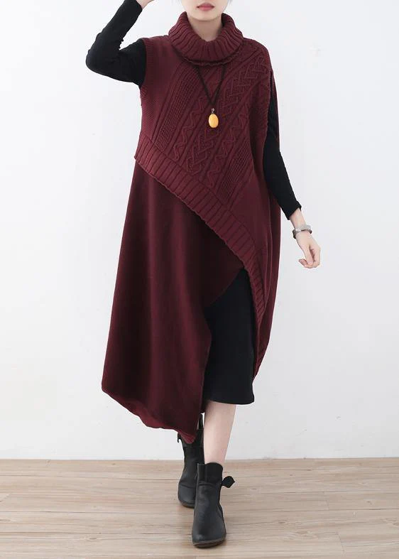 2024 Fall original loose red thick knitted stitching woolen two-piece suit - tumbierware