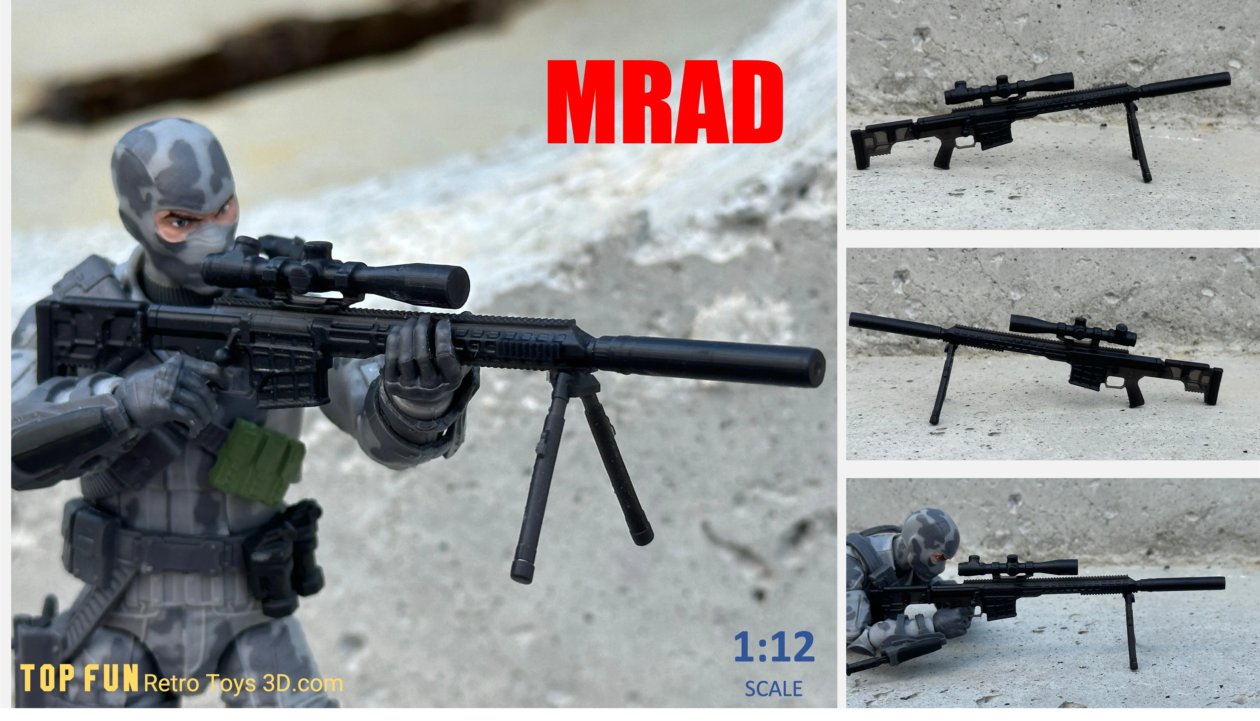 MRAD Sniper Rifle 1:12 Scale - tumbierware