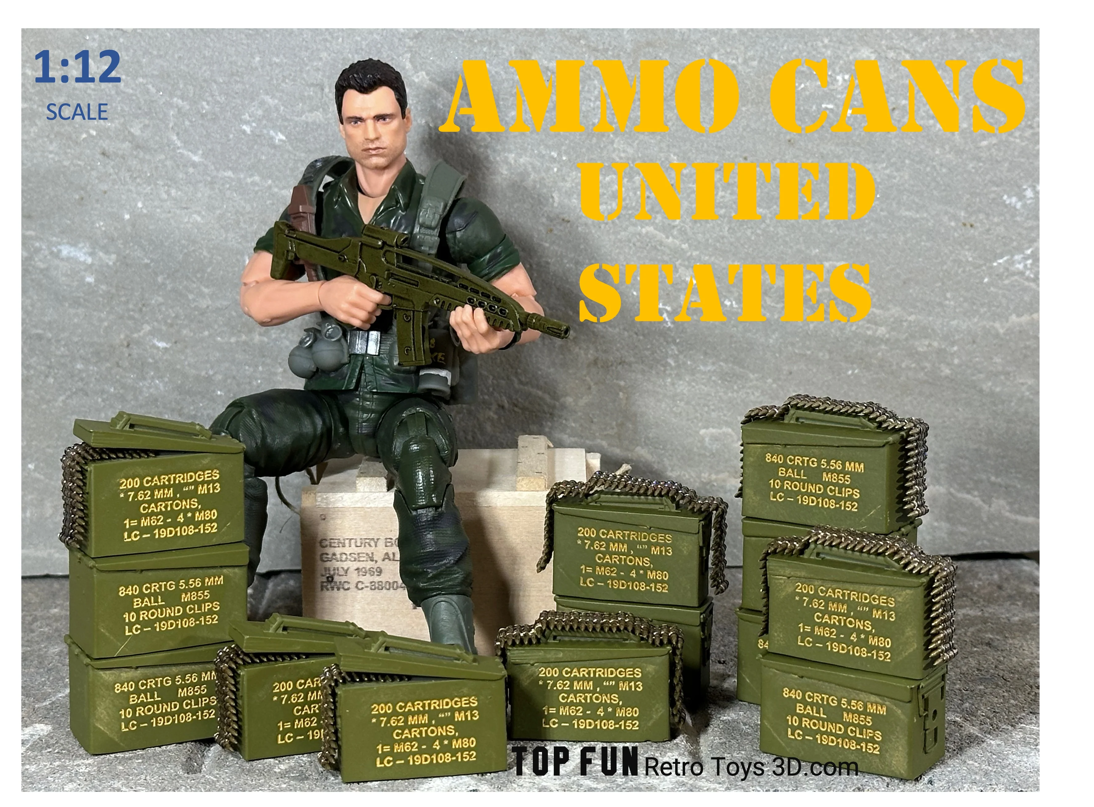 Ammo Cans U.S. DODIC 1:12 Scale - tumbierware